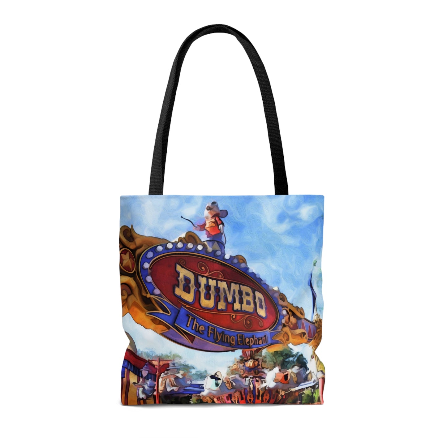 AOP Tote Bag Painting of Disneyland Resort Dumbo the Flying Elephant Ride