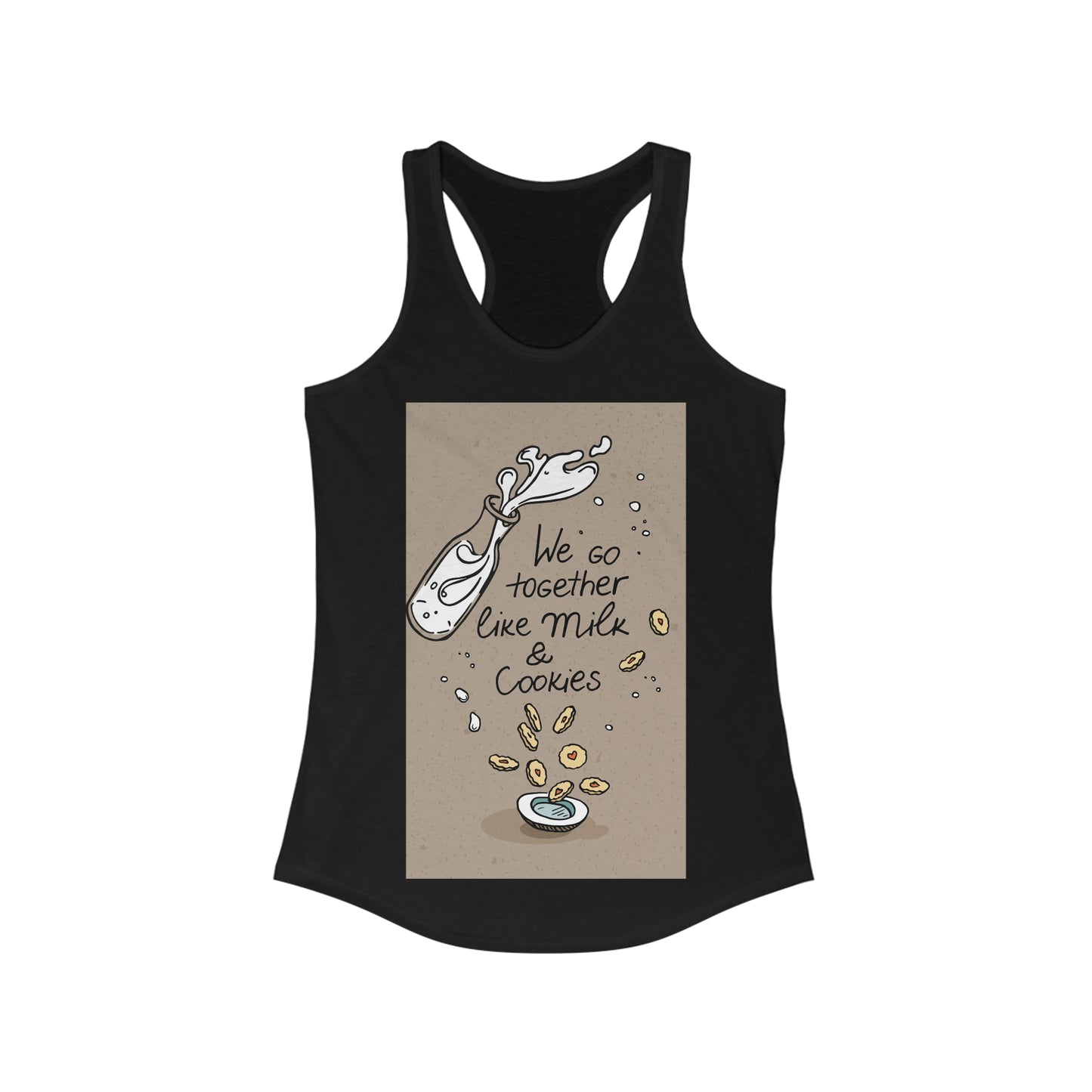 Women's Ideal Racerback Tank milk bottle and cookies