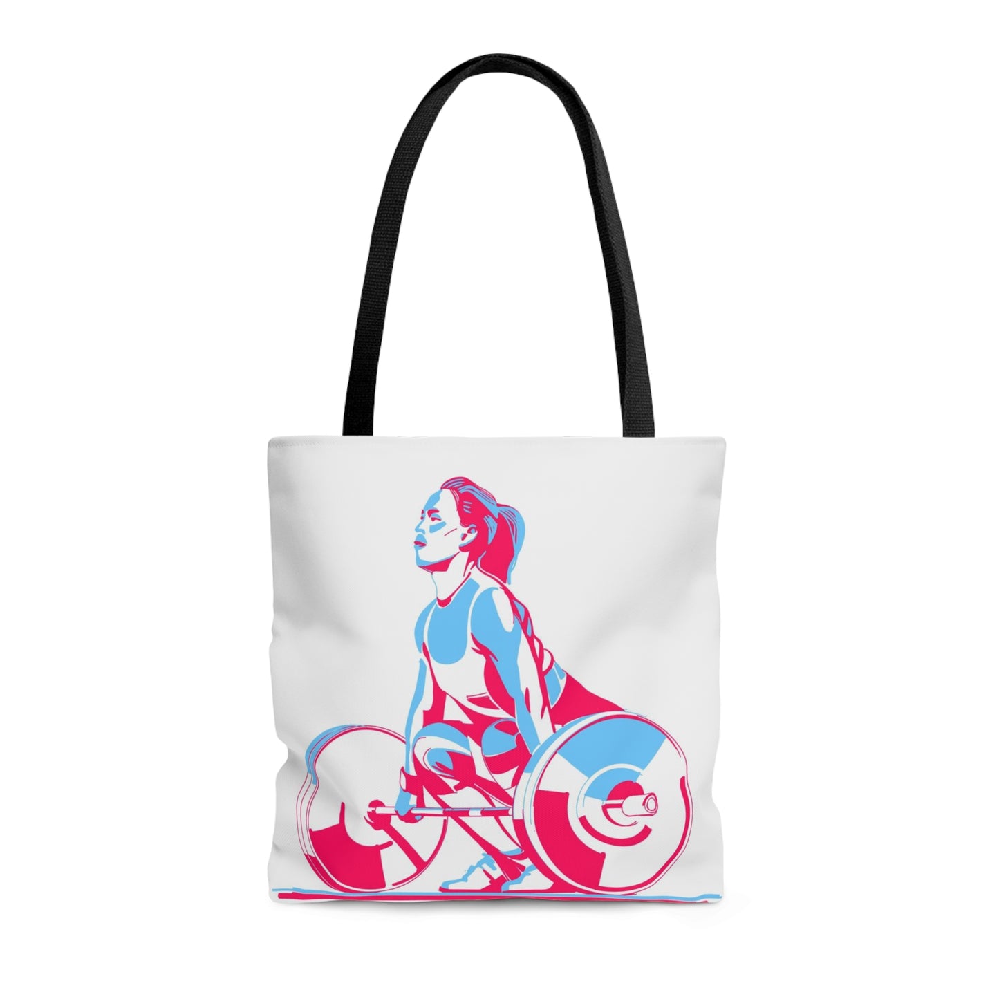 AOP Tote Bag the woman weightlifter doing lift big weight Gym