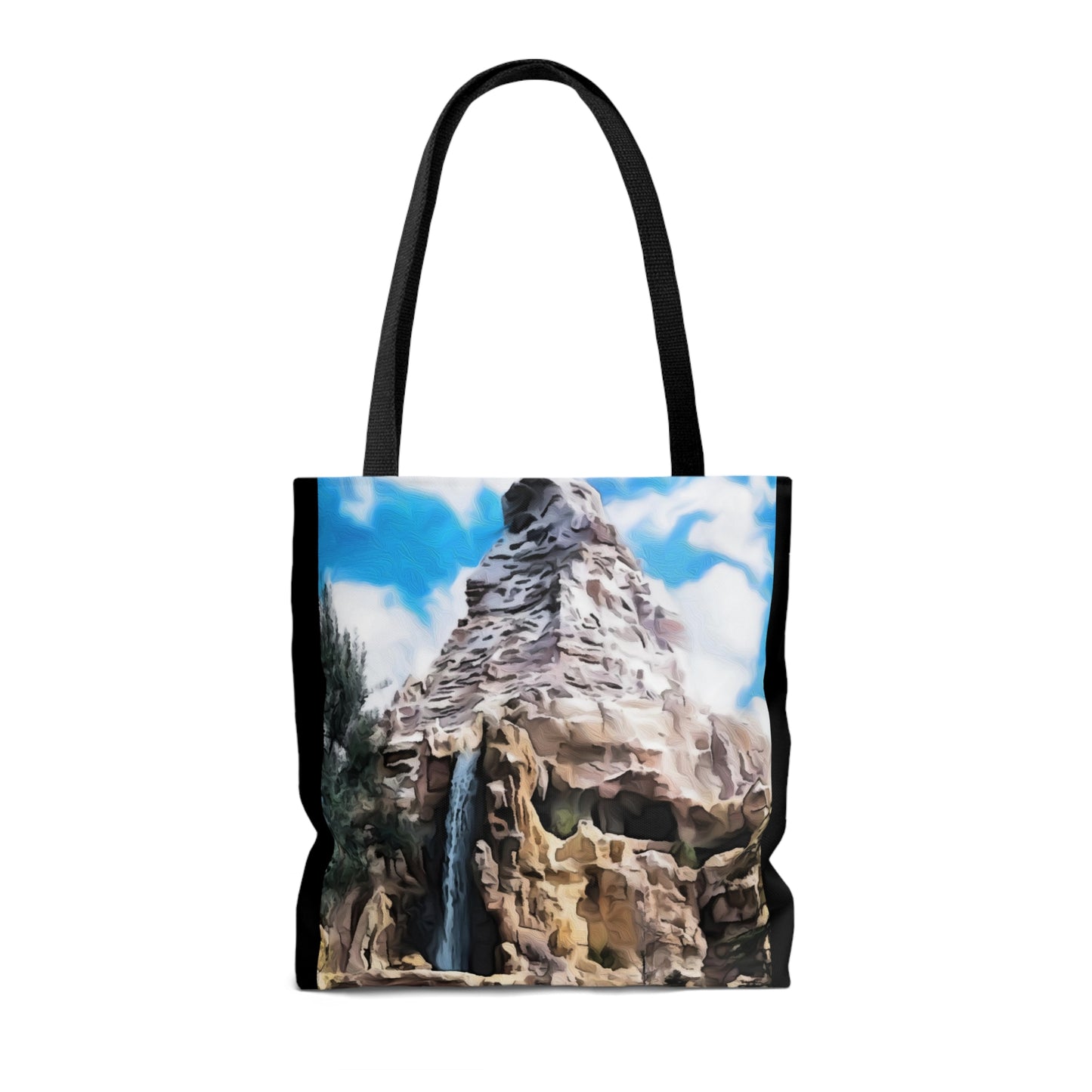 AOP Tote Bag Painting of Disneyland Matterhorn Mountain Ride