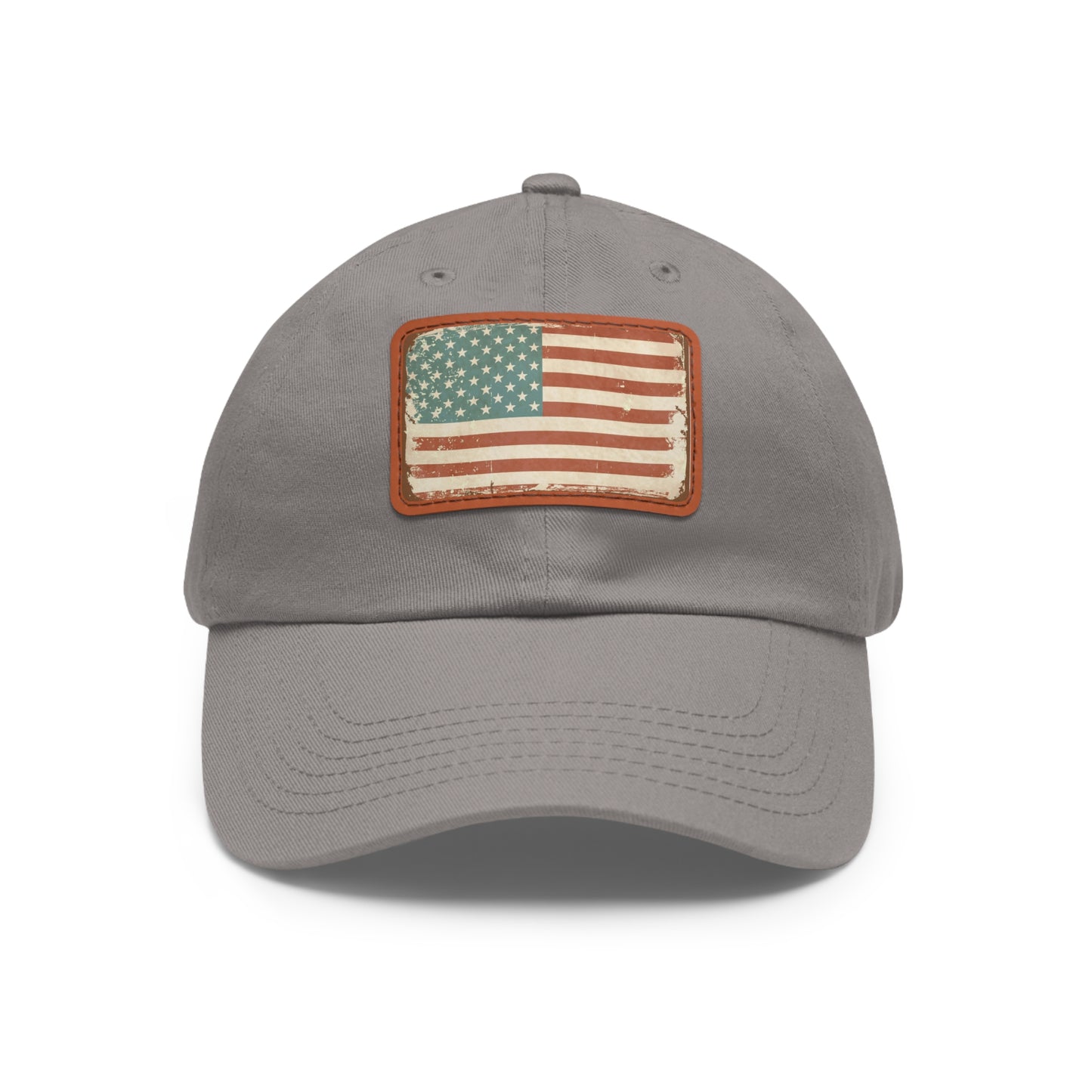 Dad Hat with Leather Patch (Rectangle) Vintage style American Flag tin sign