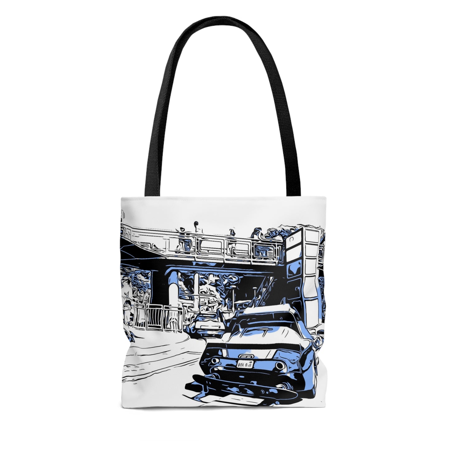 AOP Tote Bag painting of Disneyland Resort Autopia Ride