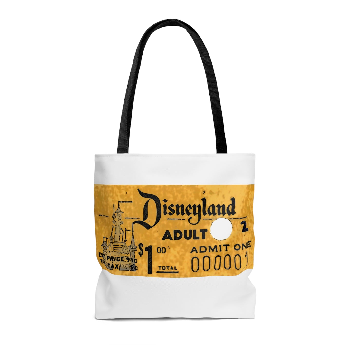 AOP Tote Bag Painting of Disneyland Vintage Ticket Stub