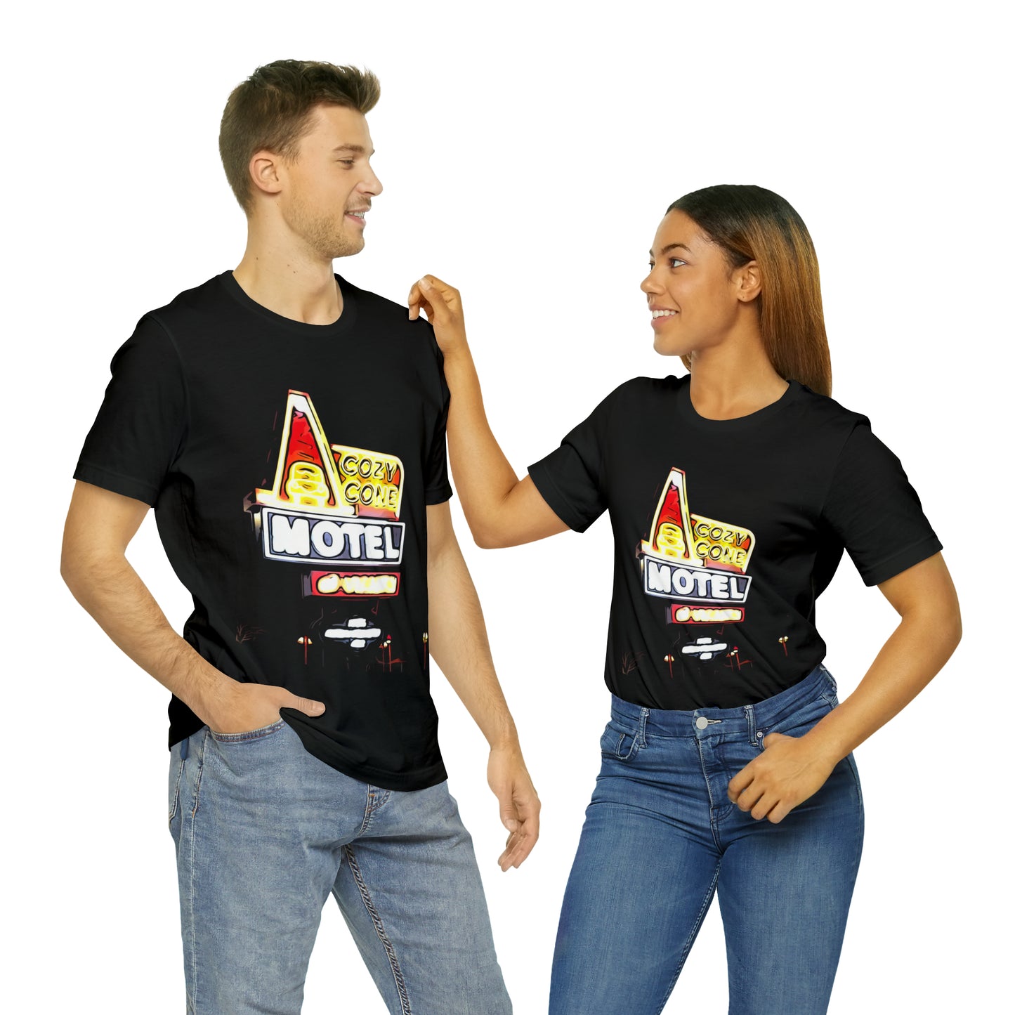Unisex Jersey Short Sleeve Tee painting of Disneyland DCA Cozy Cone's Motel