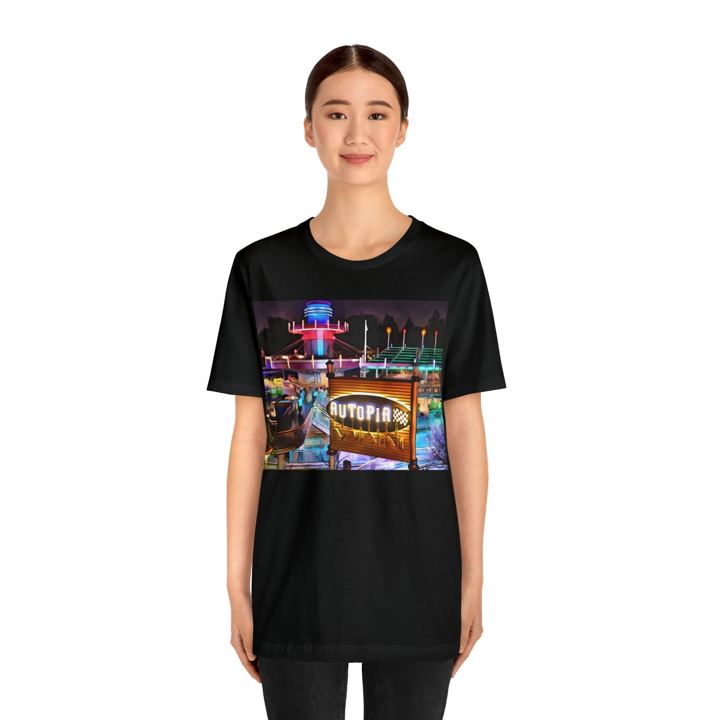 Unisex Jersey Short Sleeve Tee Painting of Disneyland AUTOPIA