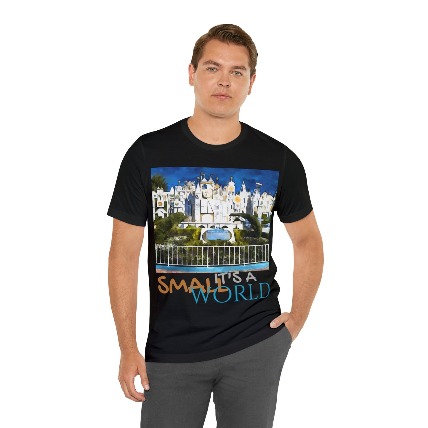 Unisex Jersey Short Sleeve Tee Painting of It's A Disney Thing! SMALL WORLD