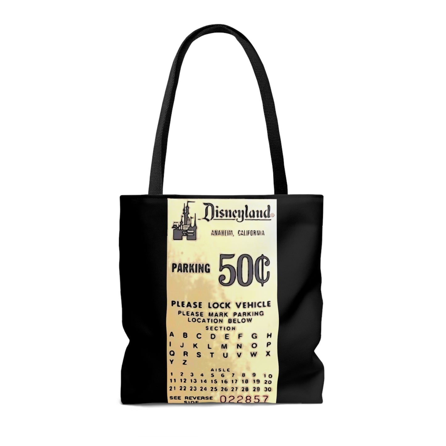 AOP Tote Bag Painting of Disneyland Vintage Parking Ticket stub