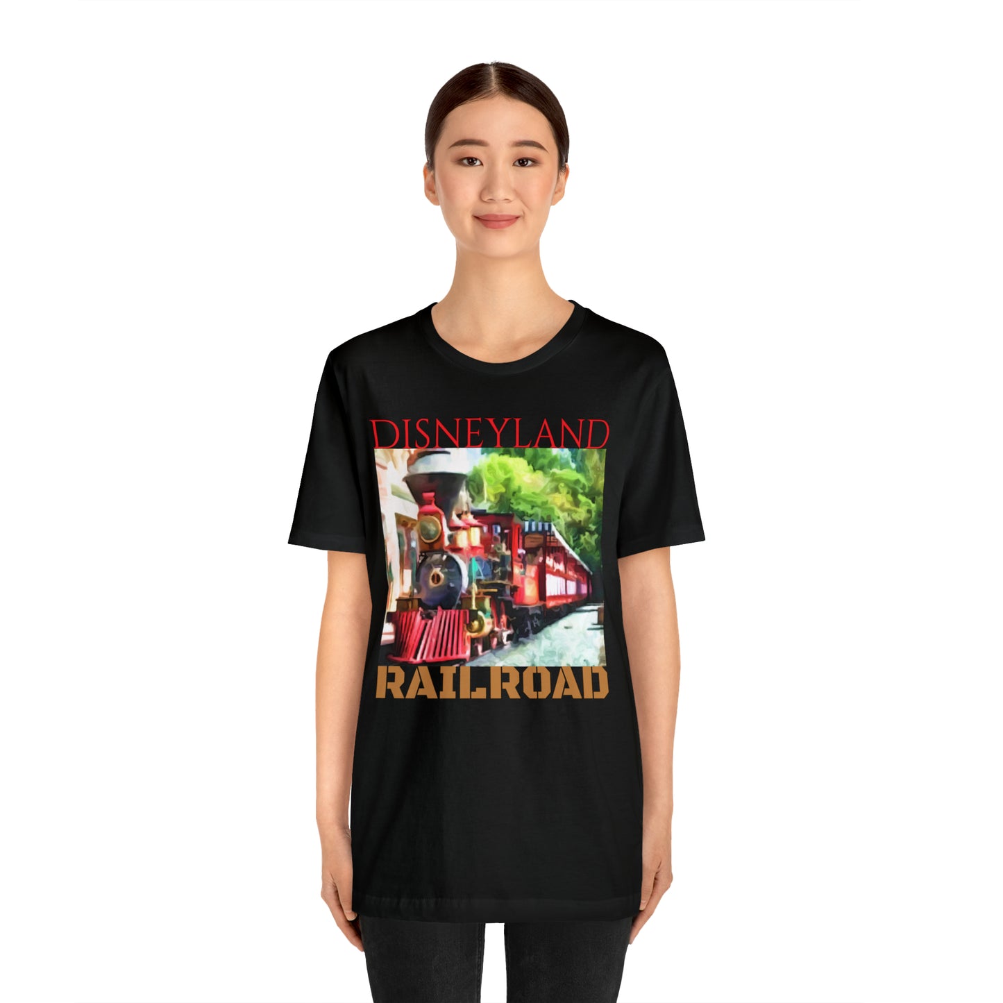 Unisex Jersey Short Sleeve Tee Painting of DISNEYLAND Train RAILROAD