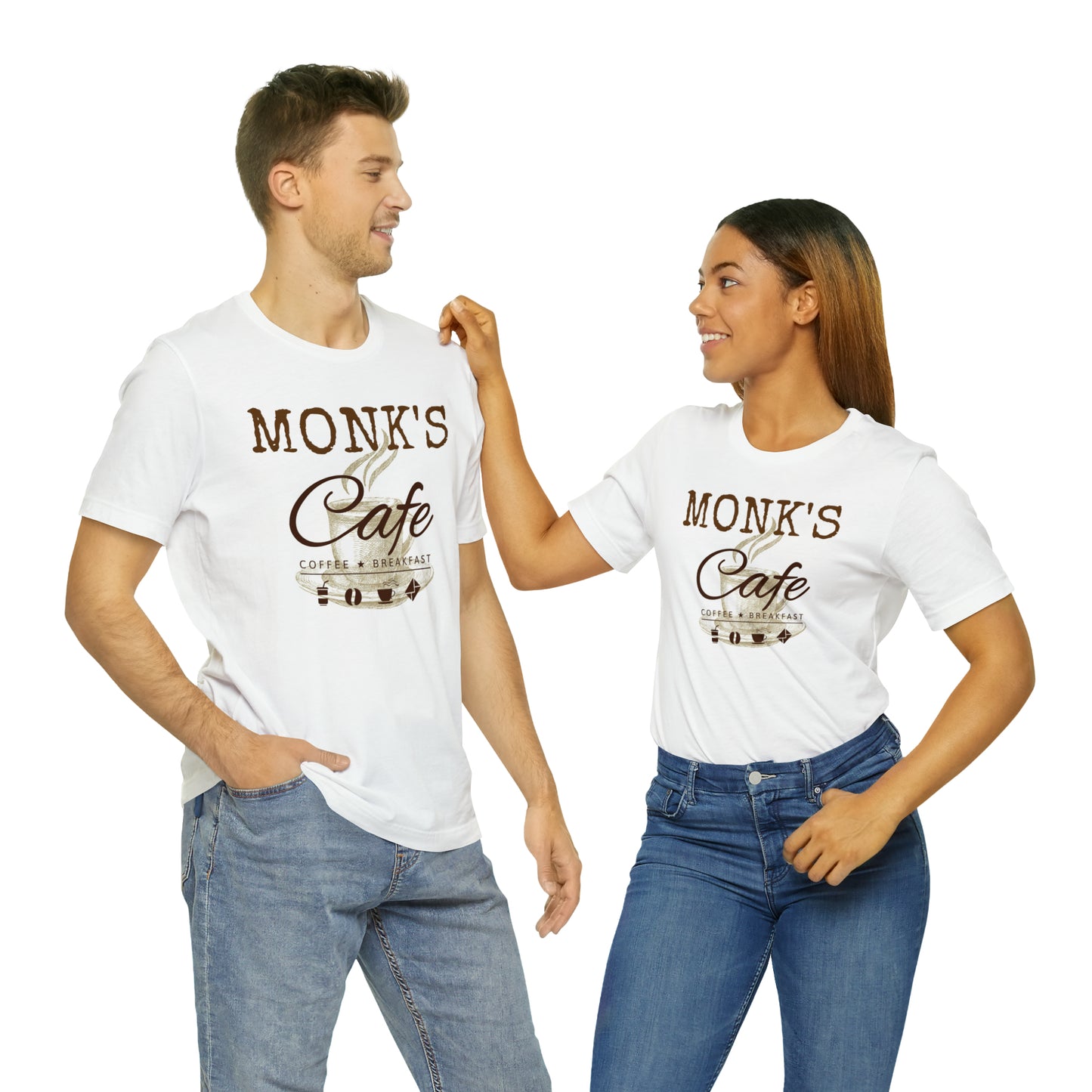 Unisex Jersey Short Sleeve Tee Seinfeld TV Show "Monk's Cafe"
