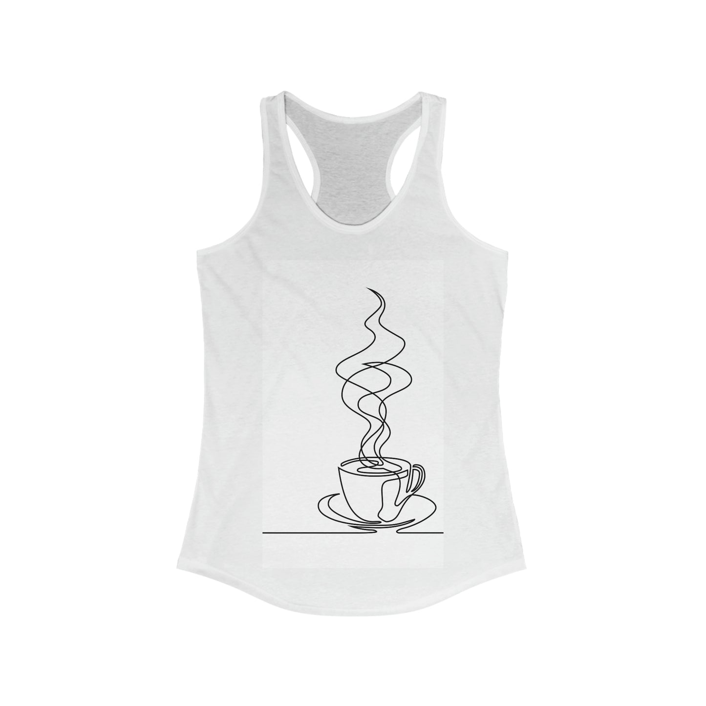 Women's Ideal Racerback Tank Continuous line drawing of cup of coffee