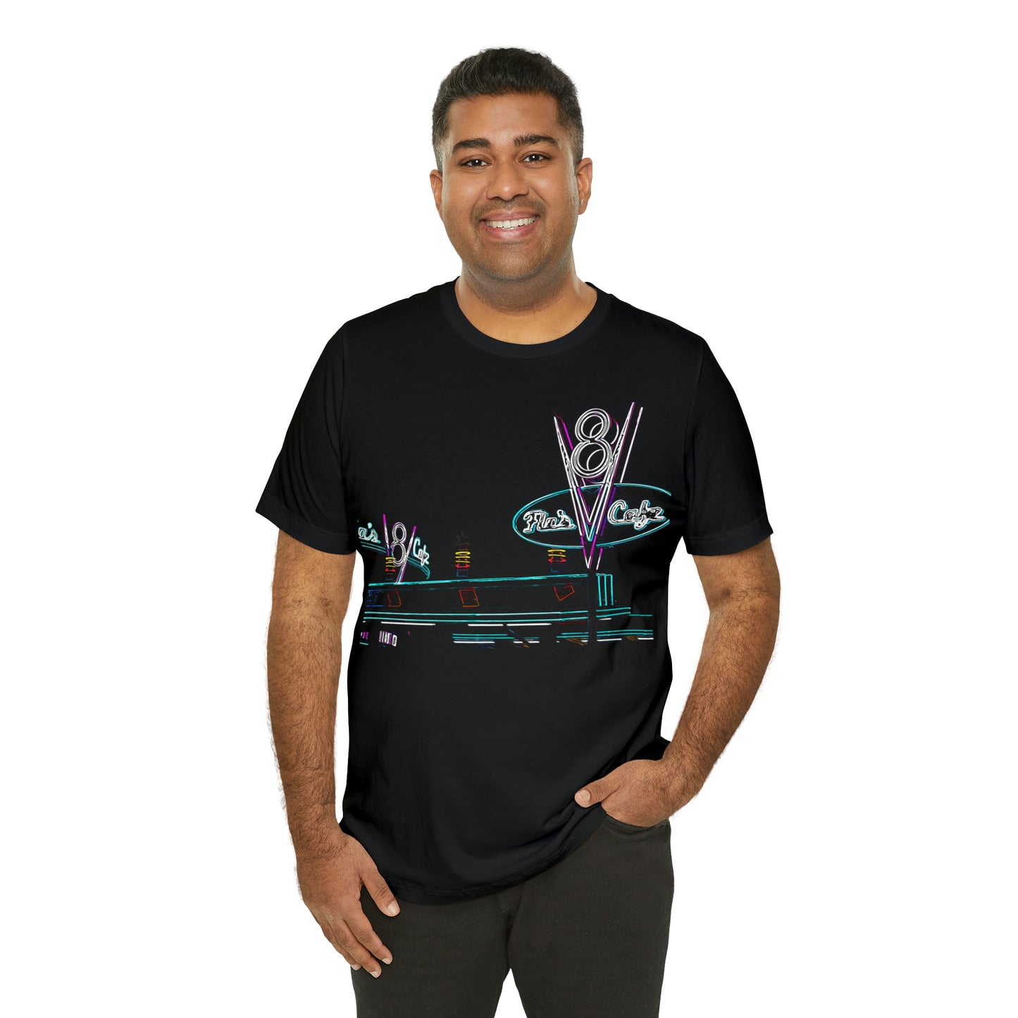 Unisex Jersey Short Sleeve Tee Painting of Disneyland Resort DCA Flo's V8 Cafe