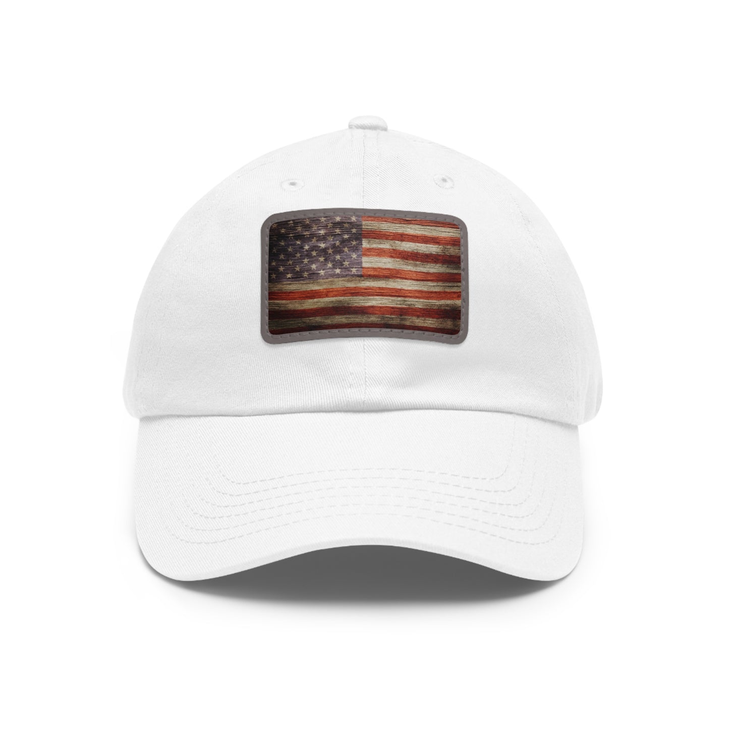 Dad Hat with Leather Patch (Rectangle) Worn vintage American flag
