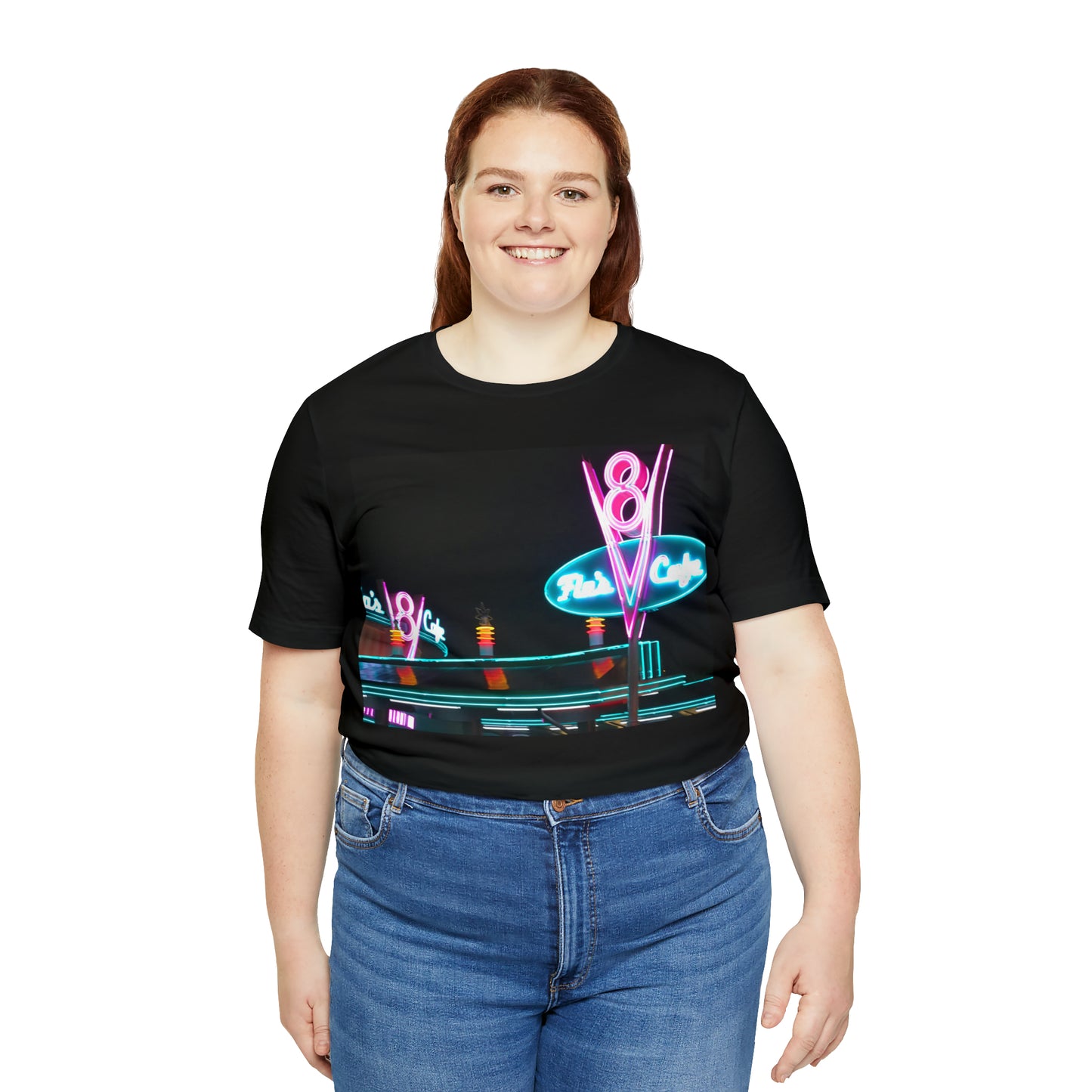 Unisex Jersey Short Sleeve Tee painting of Disneyland DCA Flo's V8 Cafe