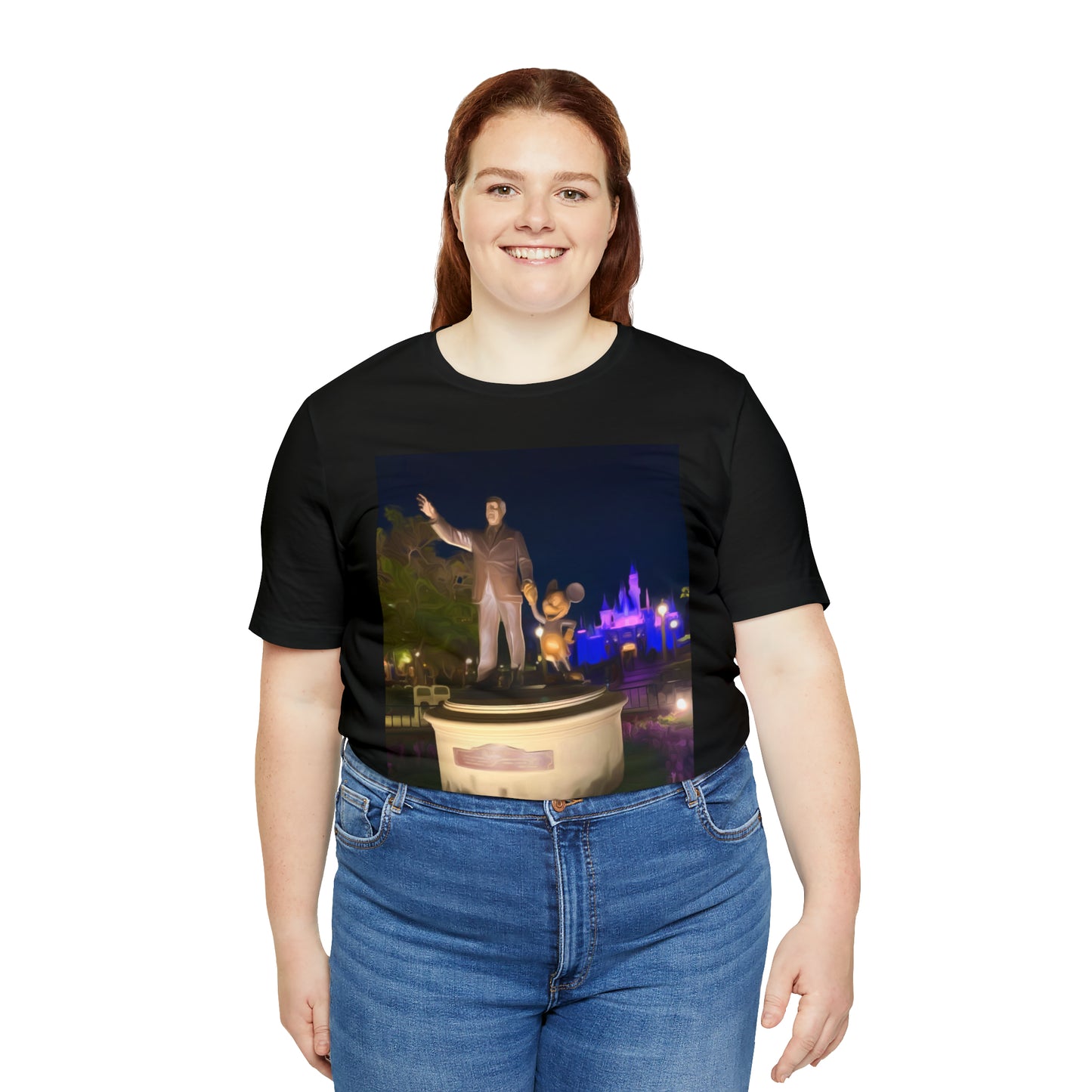 Unisex Jersey Short Sleeve Tee Painting of It's A Disney Thing! WALT & STATUE