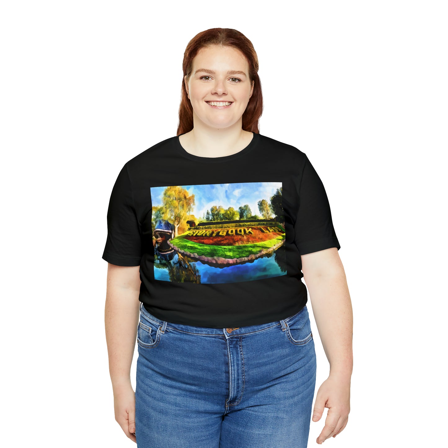 Unisex Jersey Short Sleeve Tee Painting of Disneyland STORY BOOK LAND