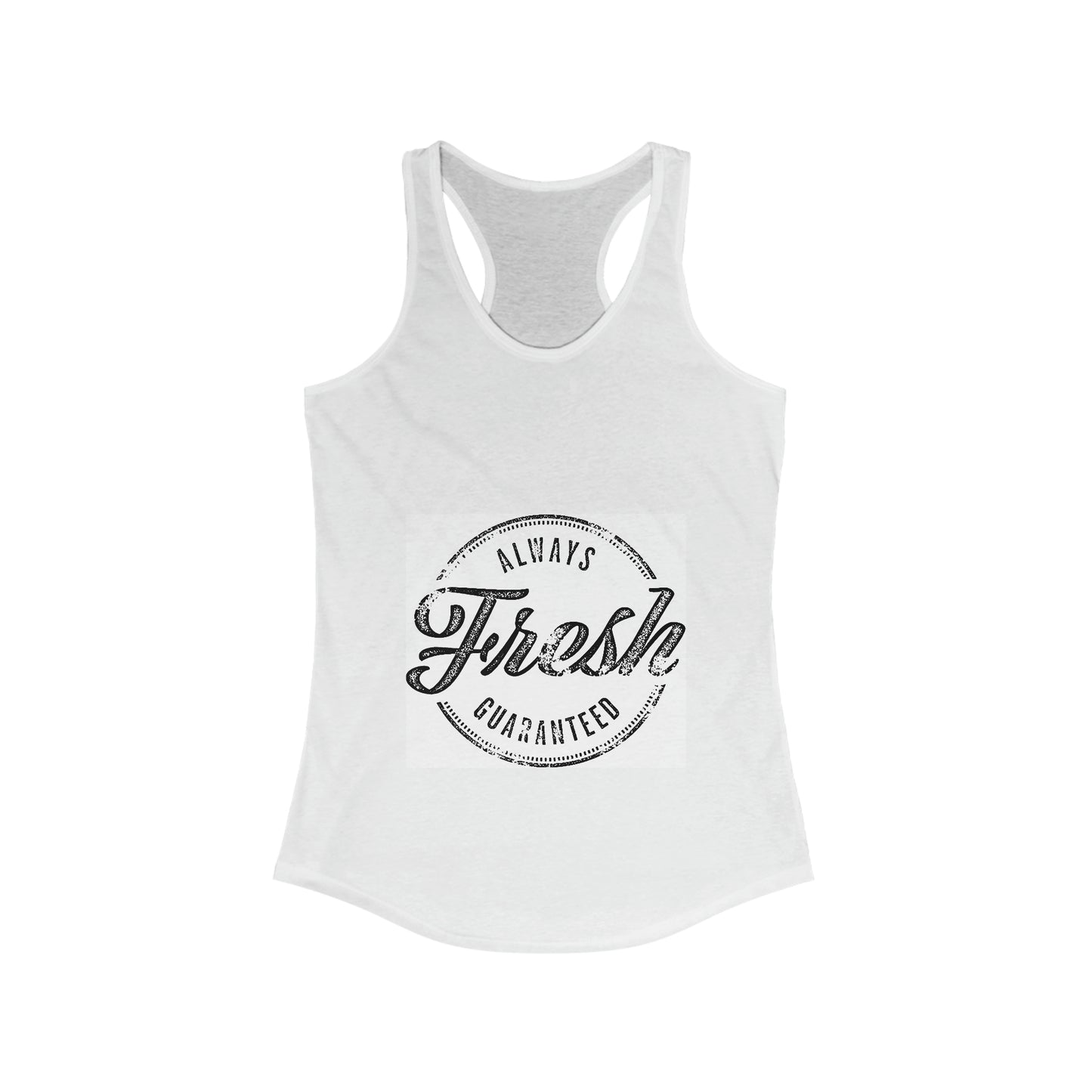 Women's Ideal Racerback Tank Vintage Always Fresh Guaranteed Rubber Stamp