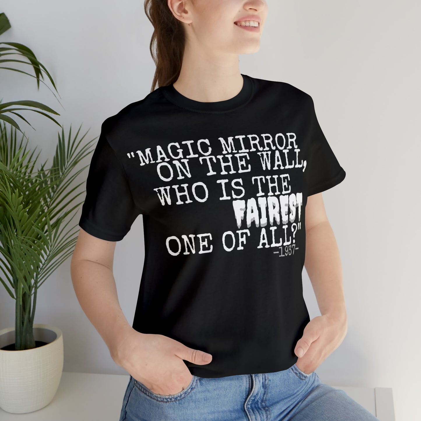 Unisex Jersey Short Sleeve Tee Disney Snow White movie quote magic mirror on the