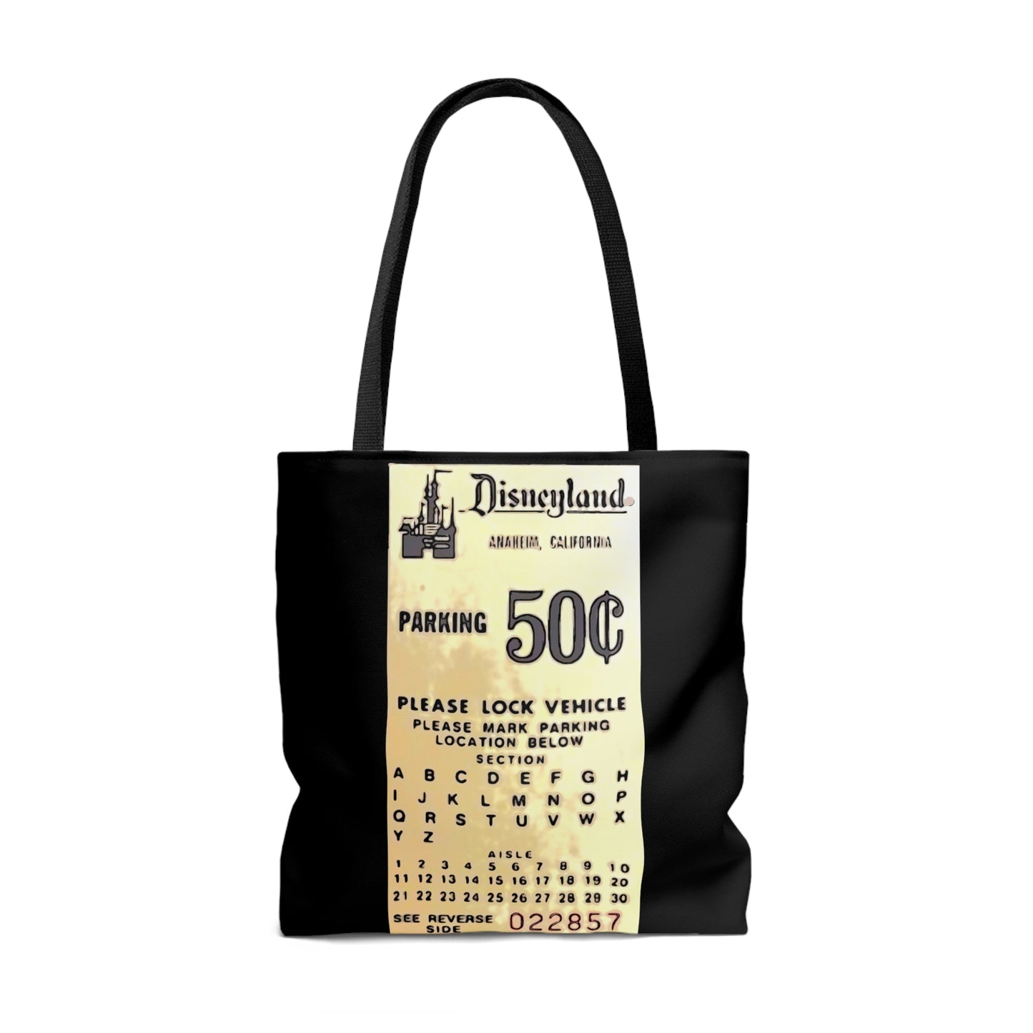 AOP Tote Bag Painting of Disneyland Vintage Parking Ticket stub