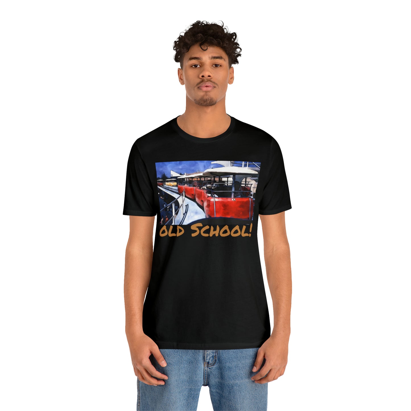 Unisex Jersey Short Sleeve Tee Painting of Disneyland People Mover old school!