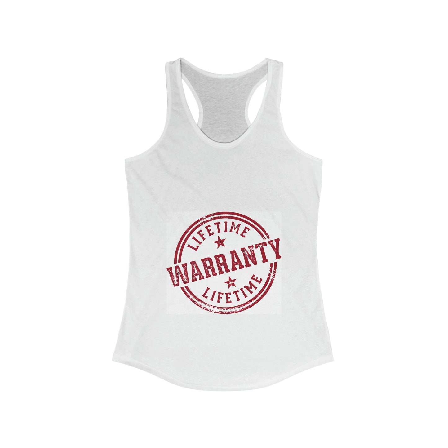 Women's Ideal Racerback Tank Lifetime Warranty Rubber Stamp