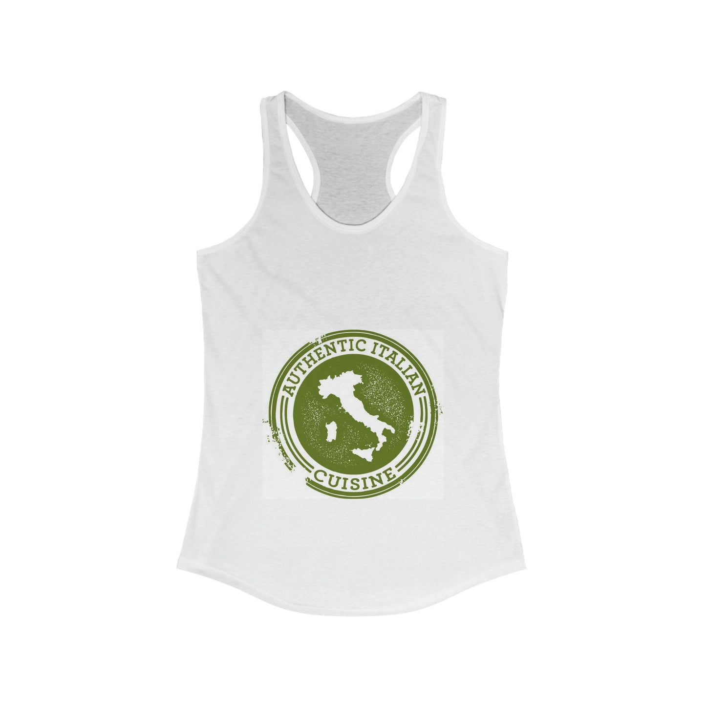 Women's Ideal Racerback Tank Italian Food Stamp