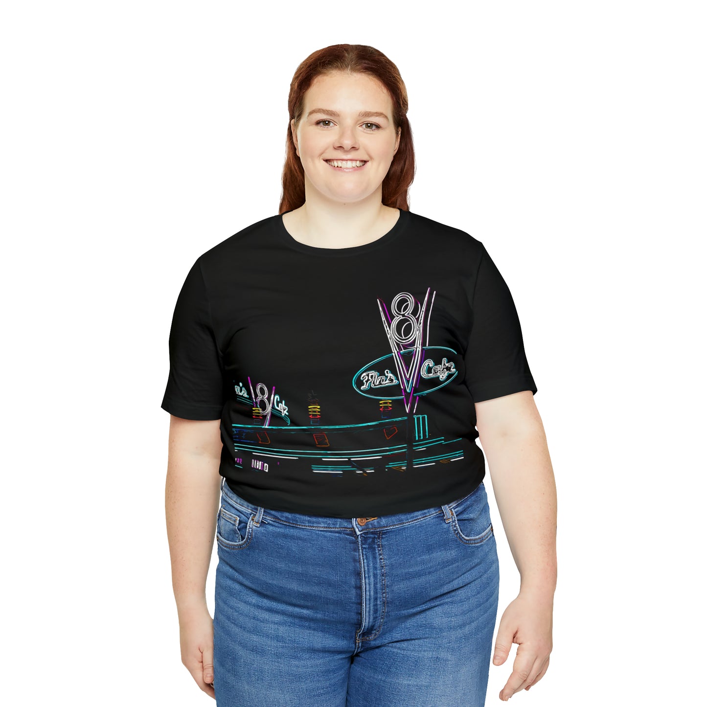 Unisex Jersey Short Sleeve Tee Painting of Disneyland Resort DCA Flo's V8 Cafe