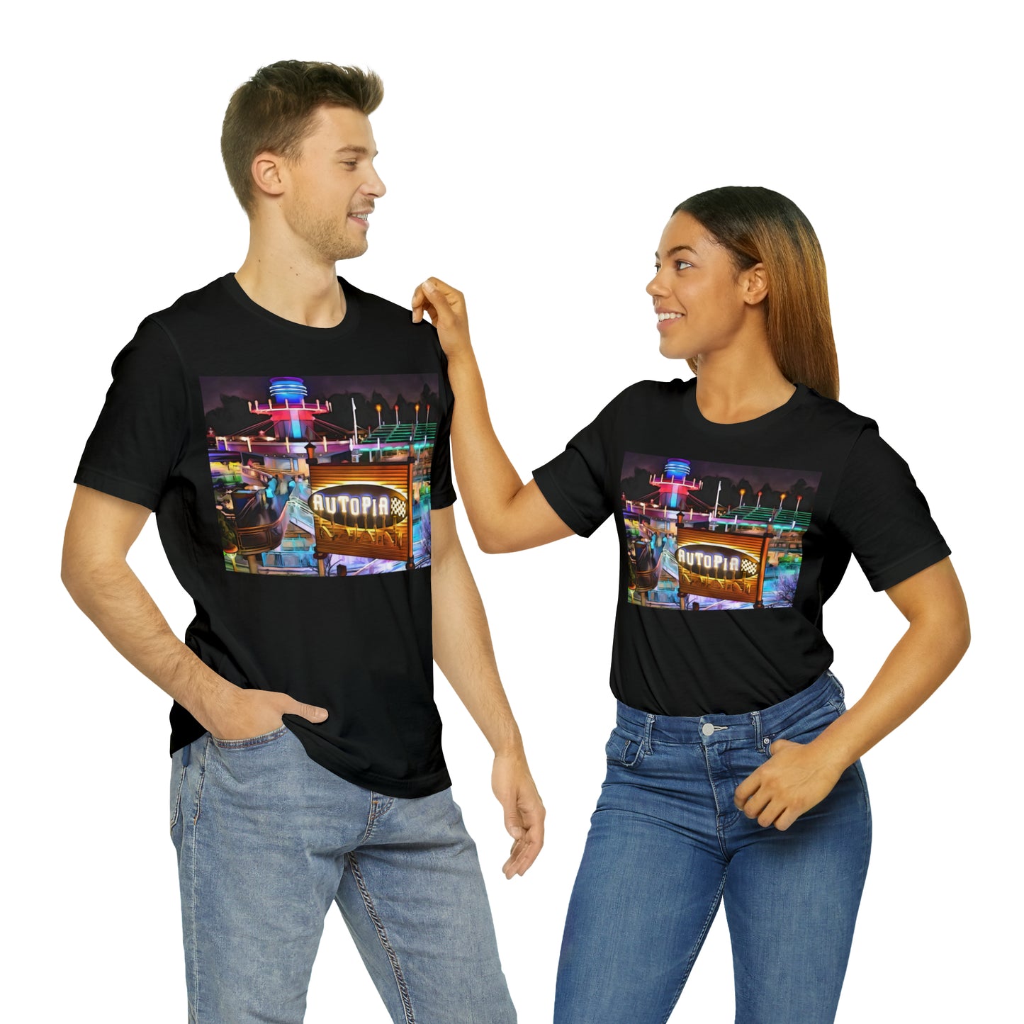 Unisex Jersey Short Sleeve Tee Painting of Disneyland AUTOPIA