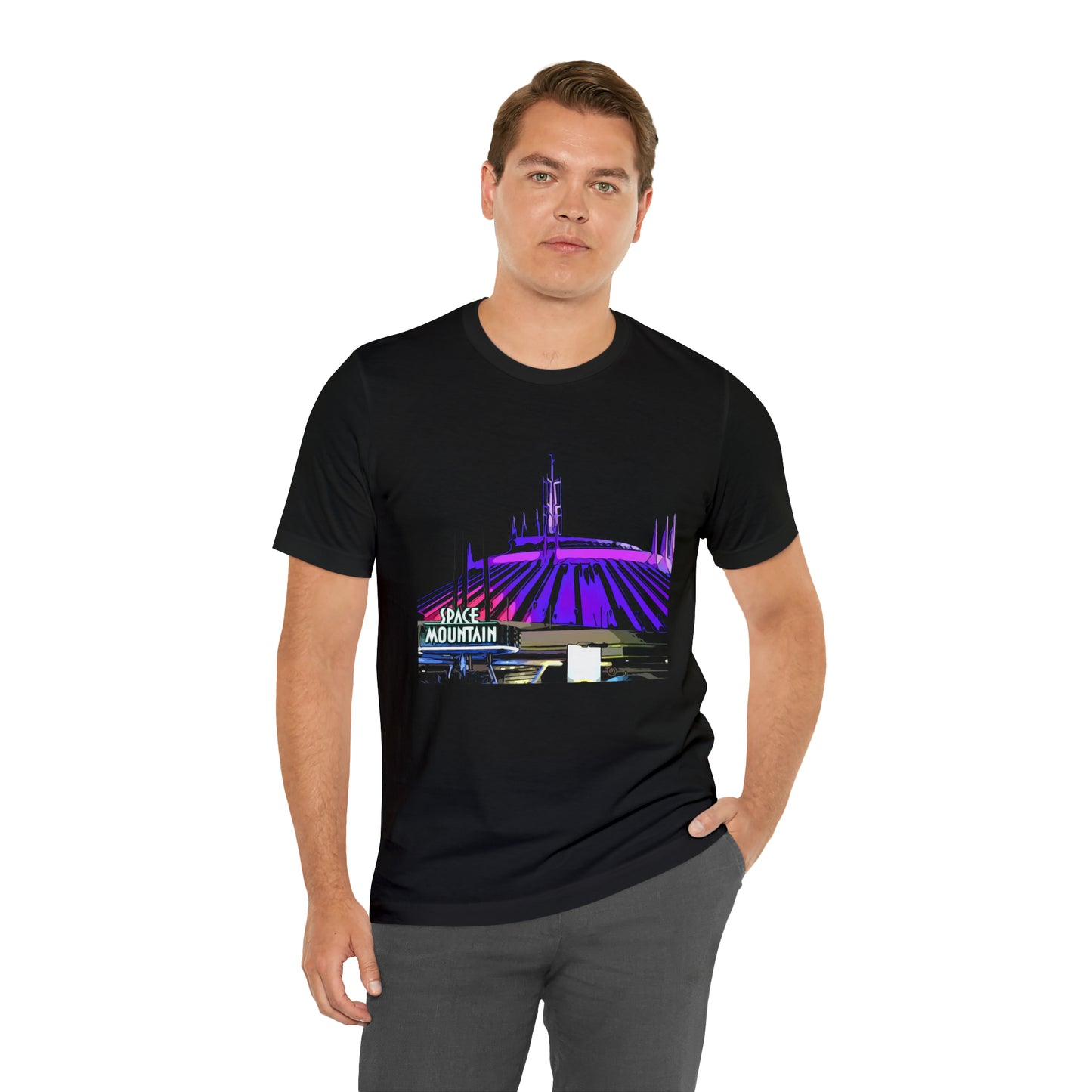 Unisex Jersey Short Sleeve Tee Painting of Disneyland ~SPACE MOUNTAIN Ride