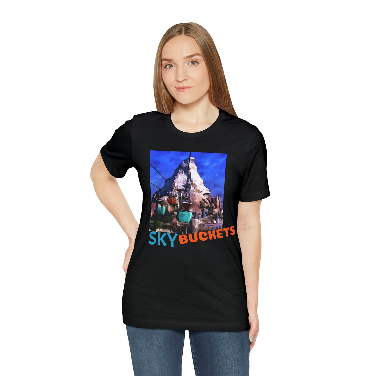 Unisex Jersey Short Sleeve Tee Painting of Disneyland SKY BUCKETS