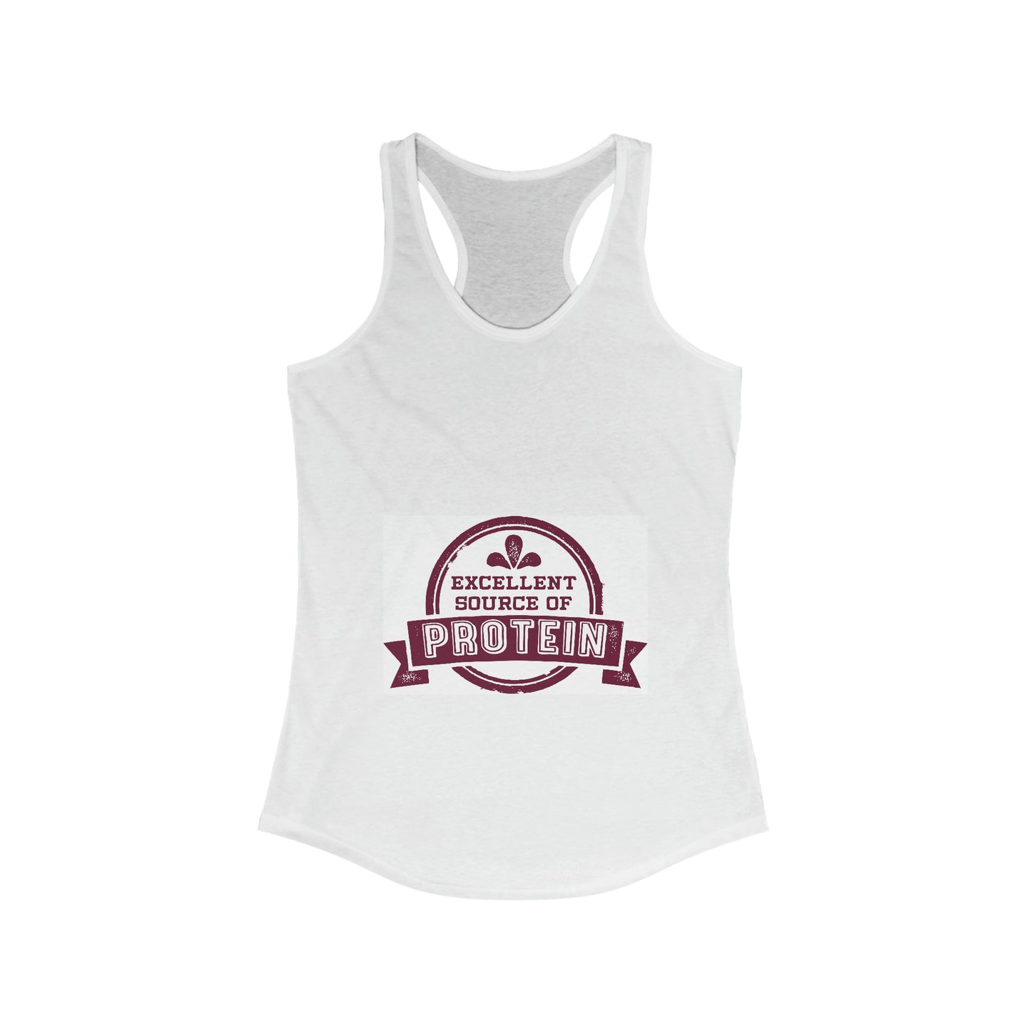 Women's Ideal Racerback Tank Excellent Source of Protein Healthy Nutrition Stamp