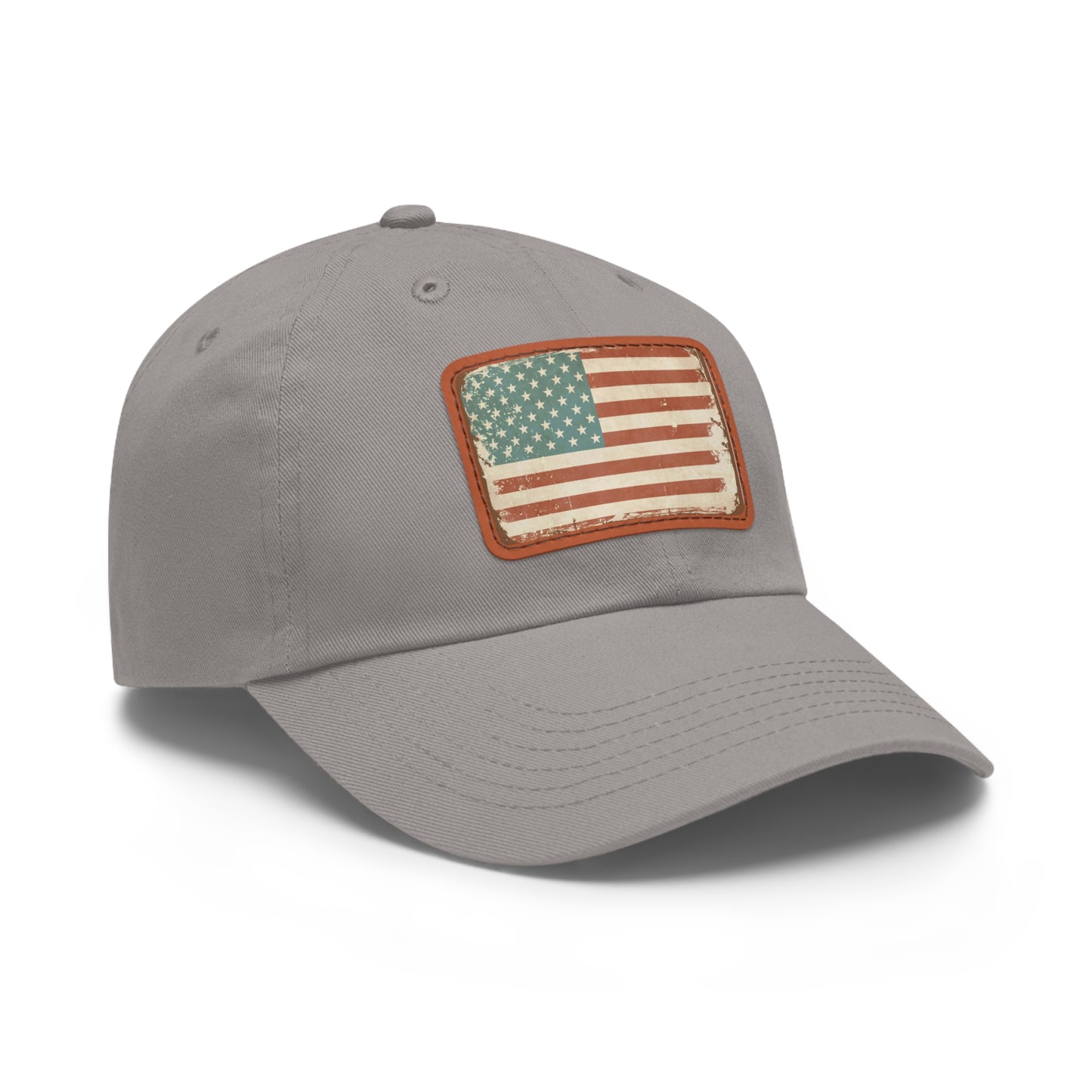 Dad Hat with Leather Patch (Rectangle) Vintage style American Flag tin sign