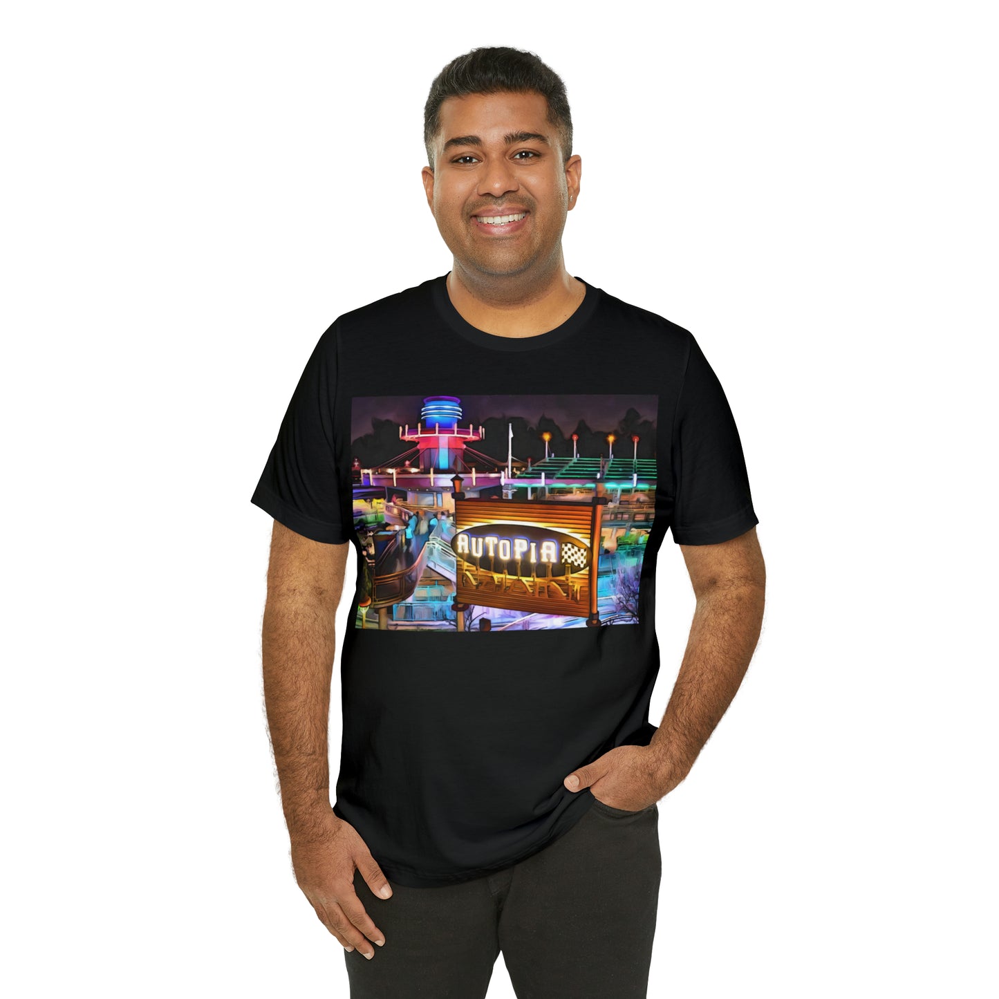 Unisex Jersey Short Sleeve Tee Painting of Disneyland AUTOPIA