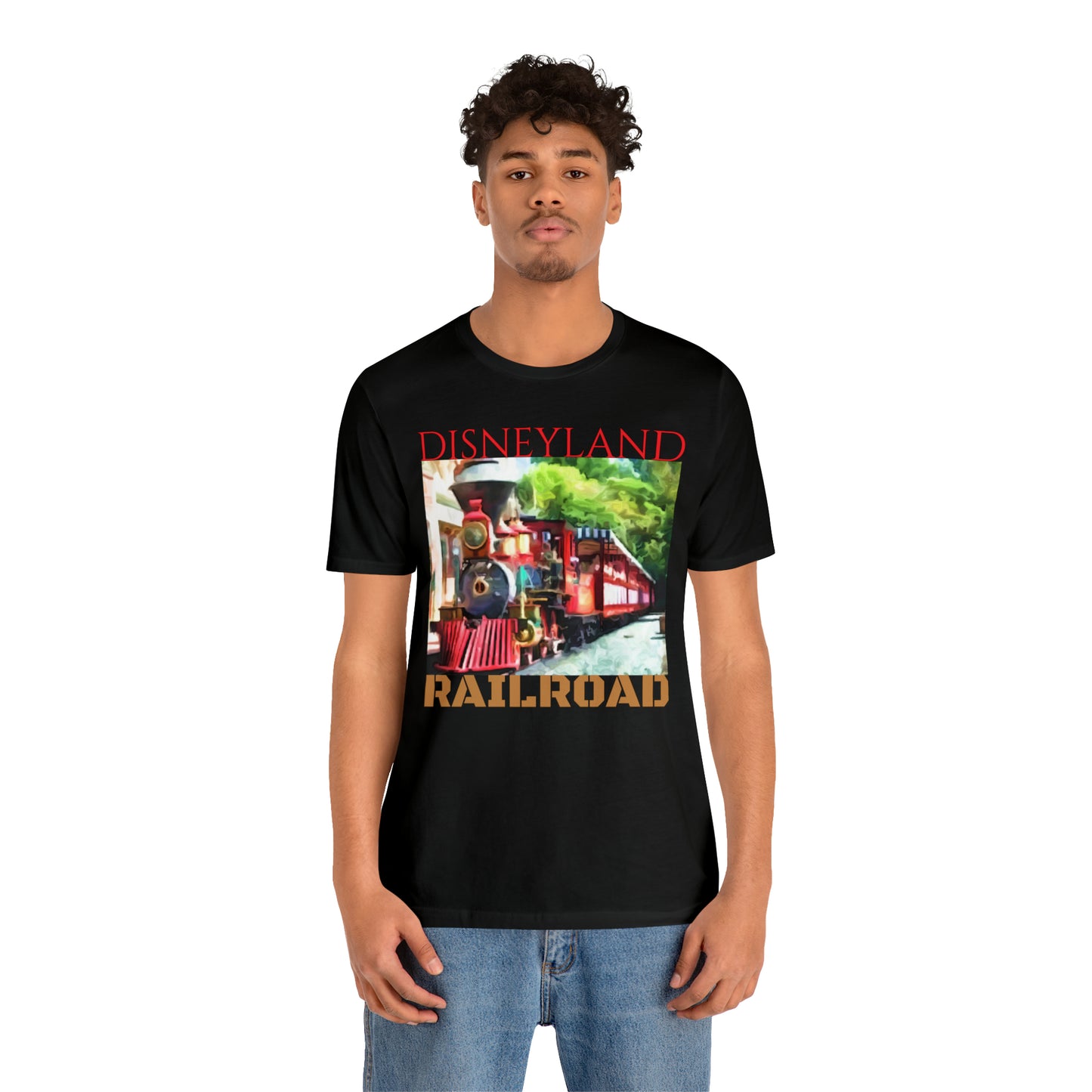 Unisex Jersey Short Sleeve Tee Painting of DISNEYLAND Train RAILROAD
