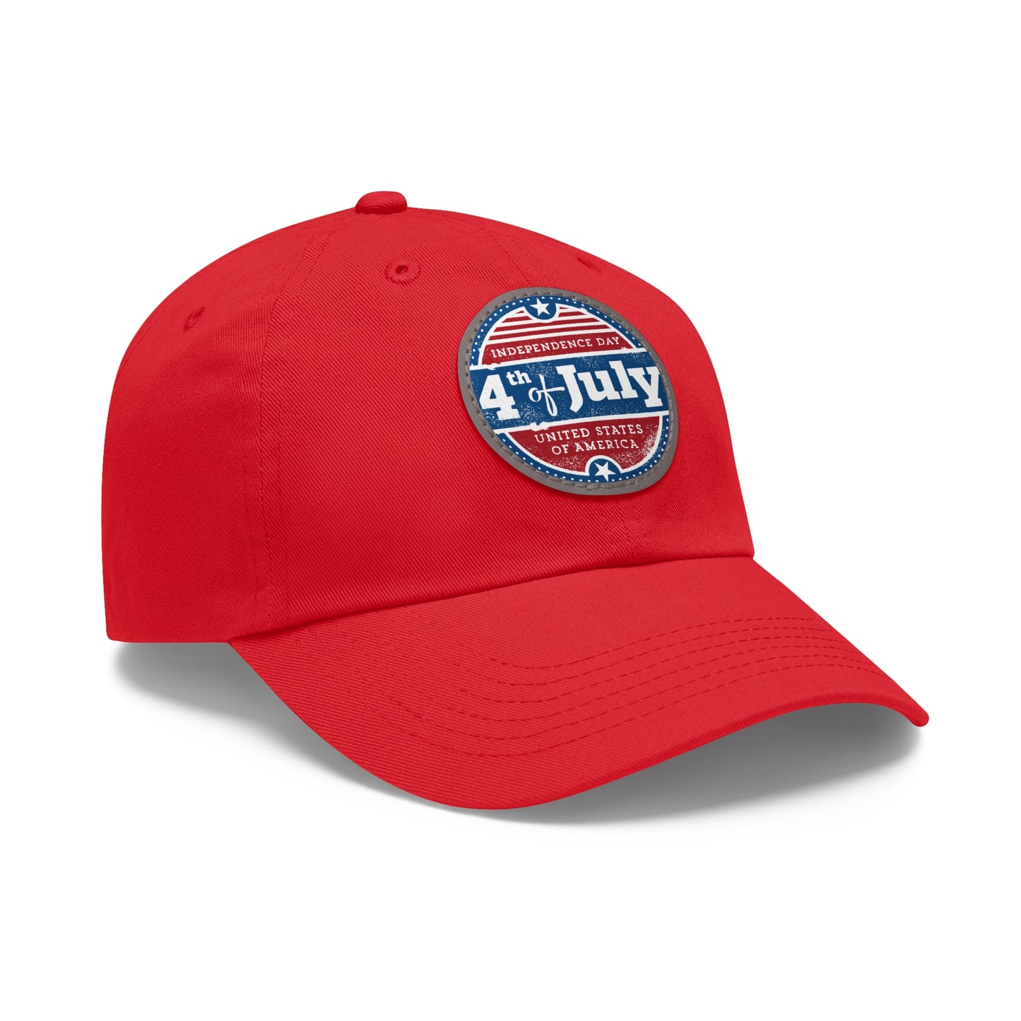 Dad Hat with Leather Patch (Round)Vintage Fourth of July Independence day stamp