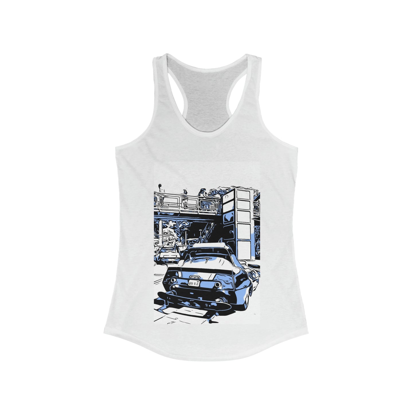 Women's Ideal Racerback Tank Painting of Disneyland Resort Autopia