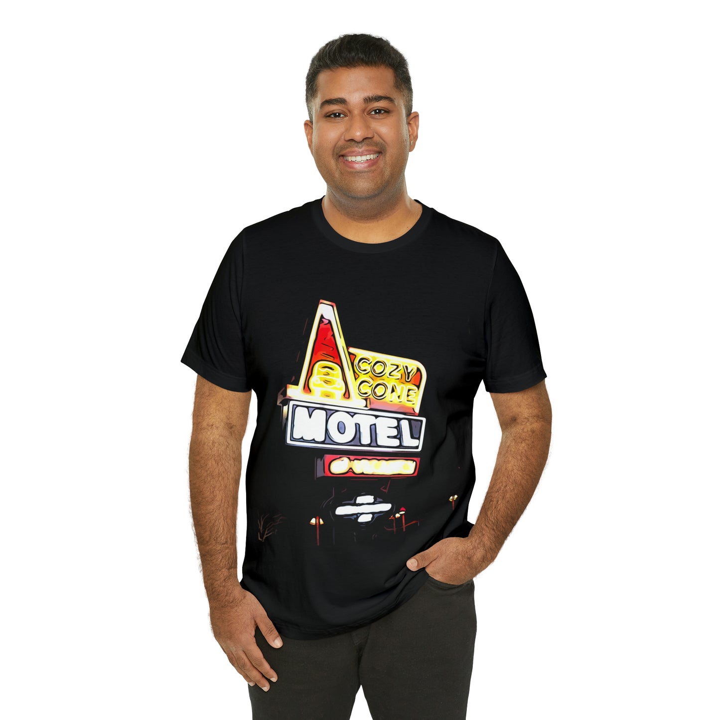 Unisex Jersey Short Sleeve Tee painting of Disneyland DCA Cozy Cone's Motel