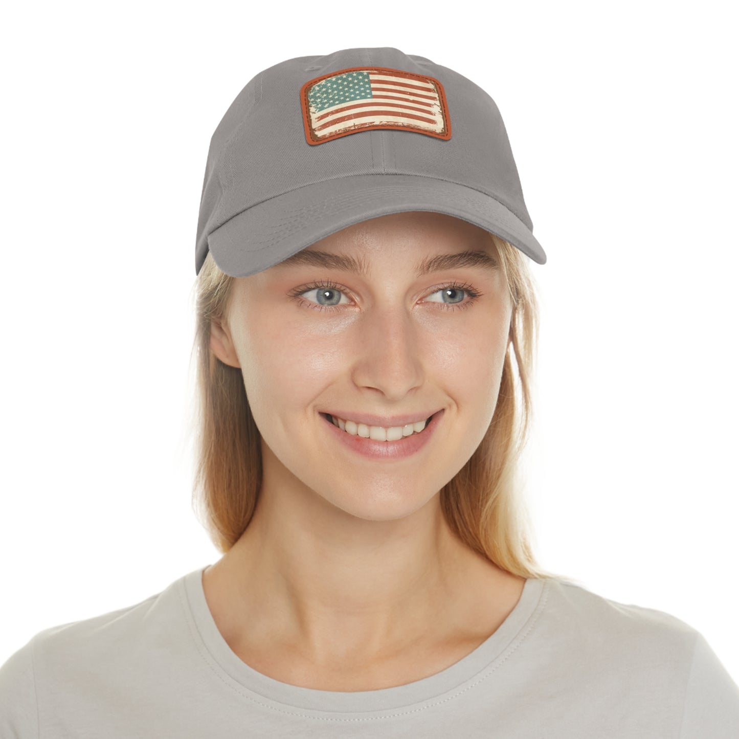 Dad Hat with Leather Patch (Rectangle) Vintage style American Flag tin sign
