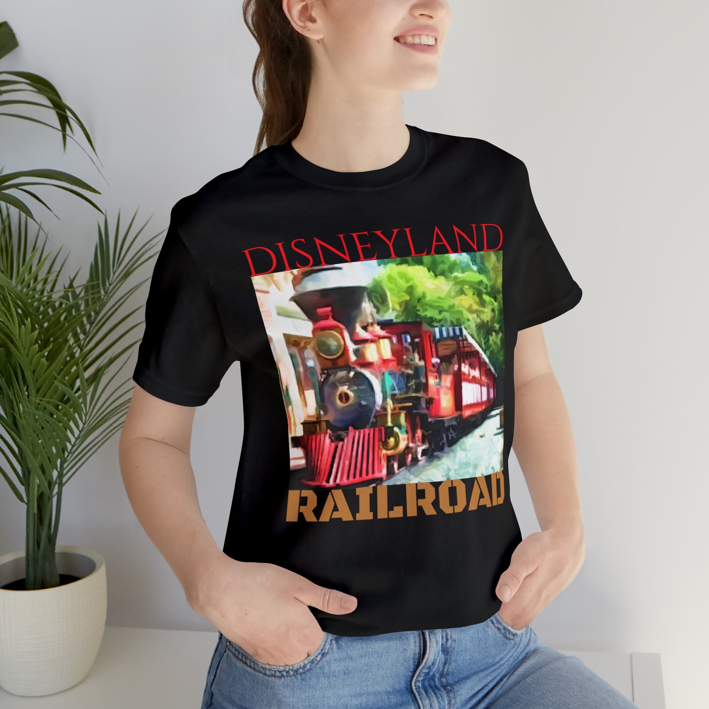 Unisex Jersey Short Sleeve Tee Painting of DISNEYLAND Train RAILROAD