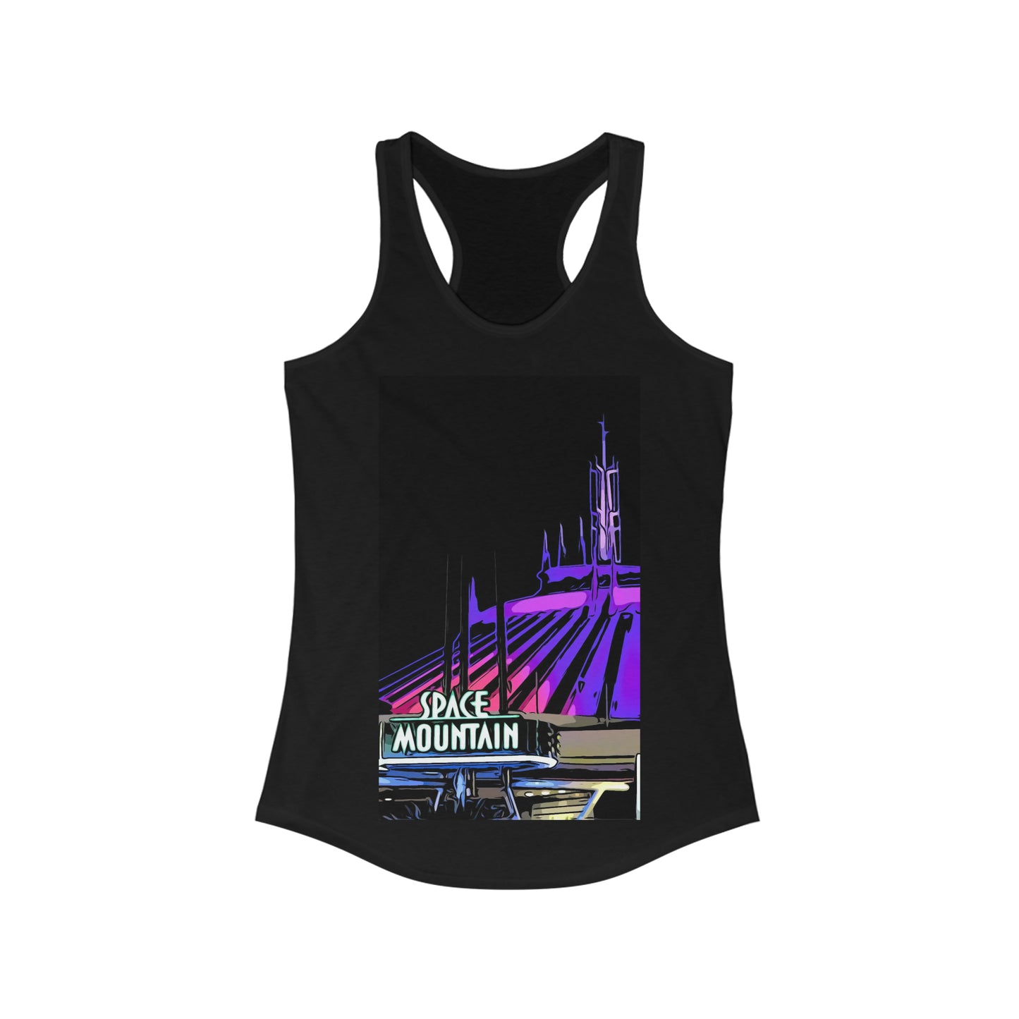 Women's Ideal Racerback Tank Painting of Disneyland Resort Space Mountain