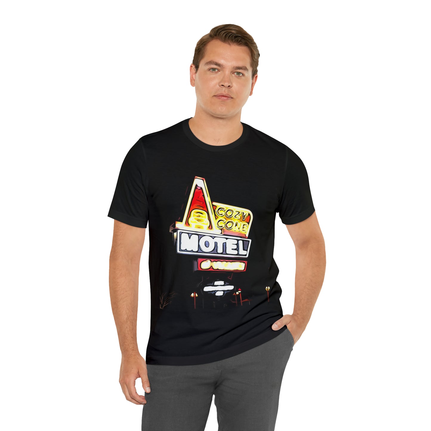 Unisex Jersey Short Sleeve Tee painting of Disneyland DCA Cozy Cone's Motel