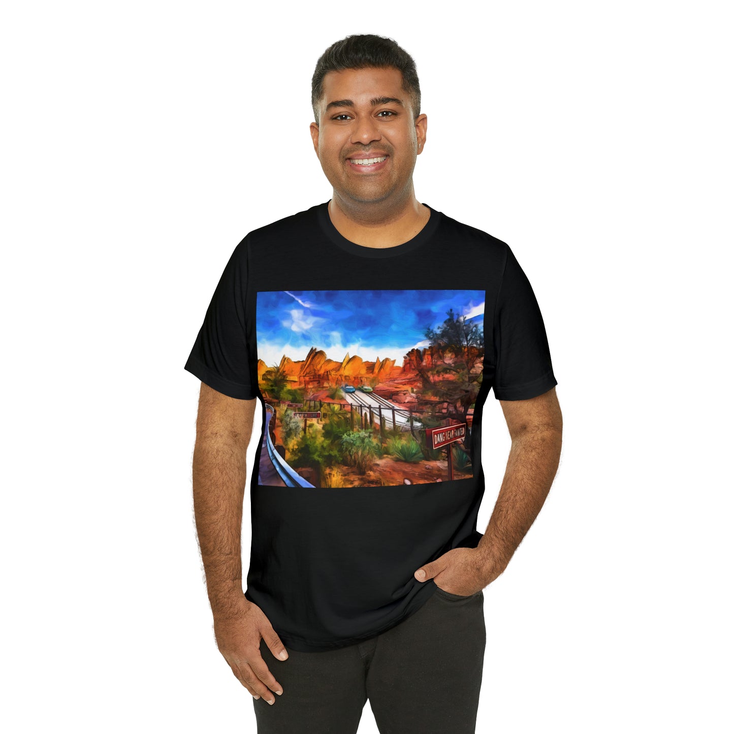 Unisex Jersey Short Sleeve Tee Painting of Disneyland RADIATOR SPRINGS RACERS