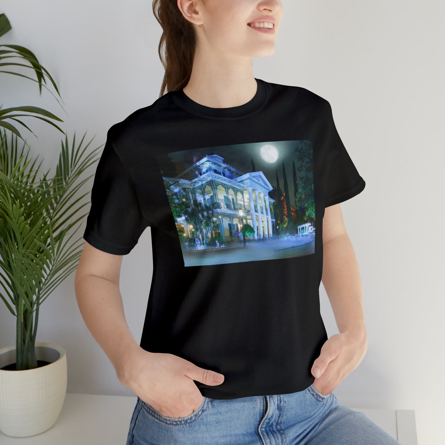 Unisex Jersey Short Sleeve Tee Painting of Disneyland the HAUNTED MANSION