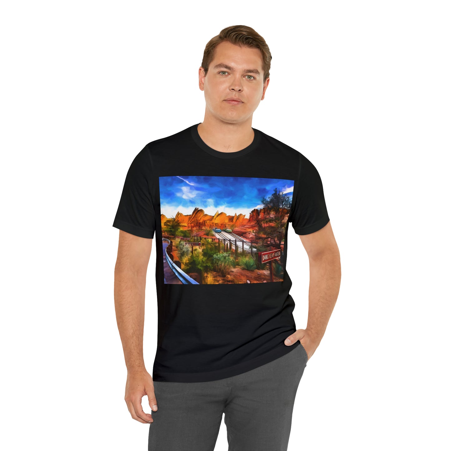Unisex Jersey Short Sleeve Tee Painting of Disneyland RADIATOR SPRINGS RACERS