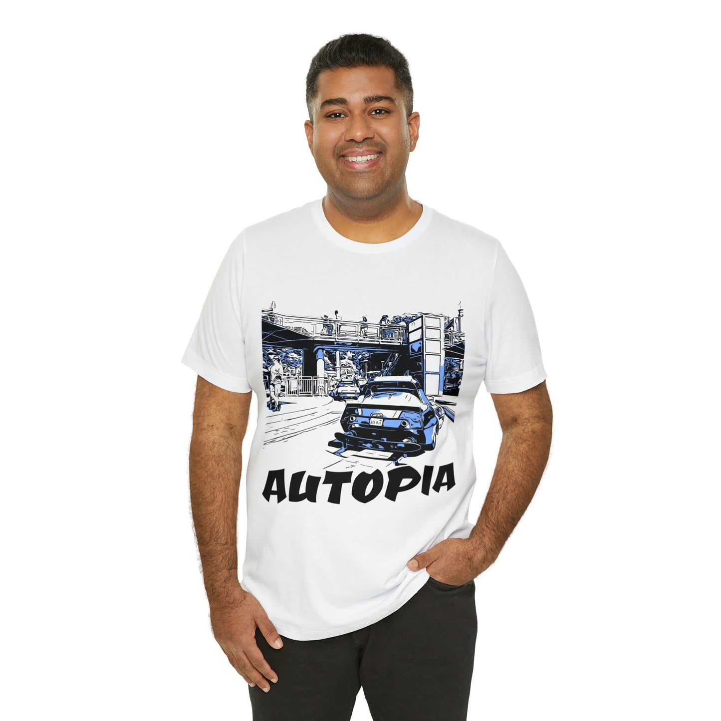 Unisex Jersey Short Sleeve Tee Painting of Disneyland AUTOPIA