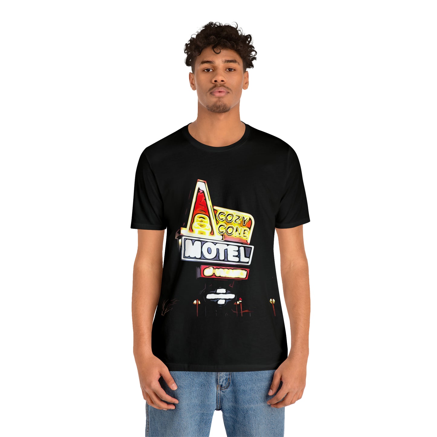 Unisex Jersey Short Sleeve Tee painting of Disneyland DCA Cozy Cone's Motel