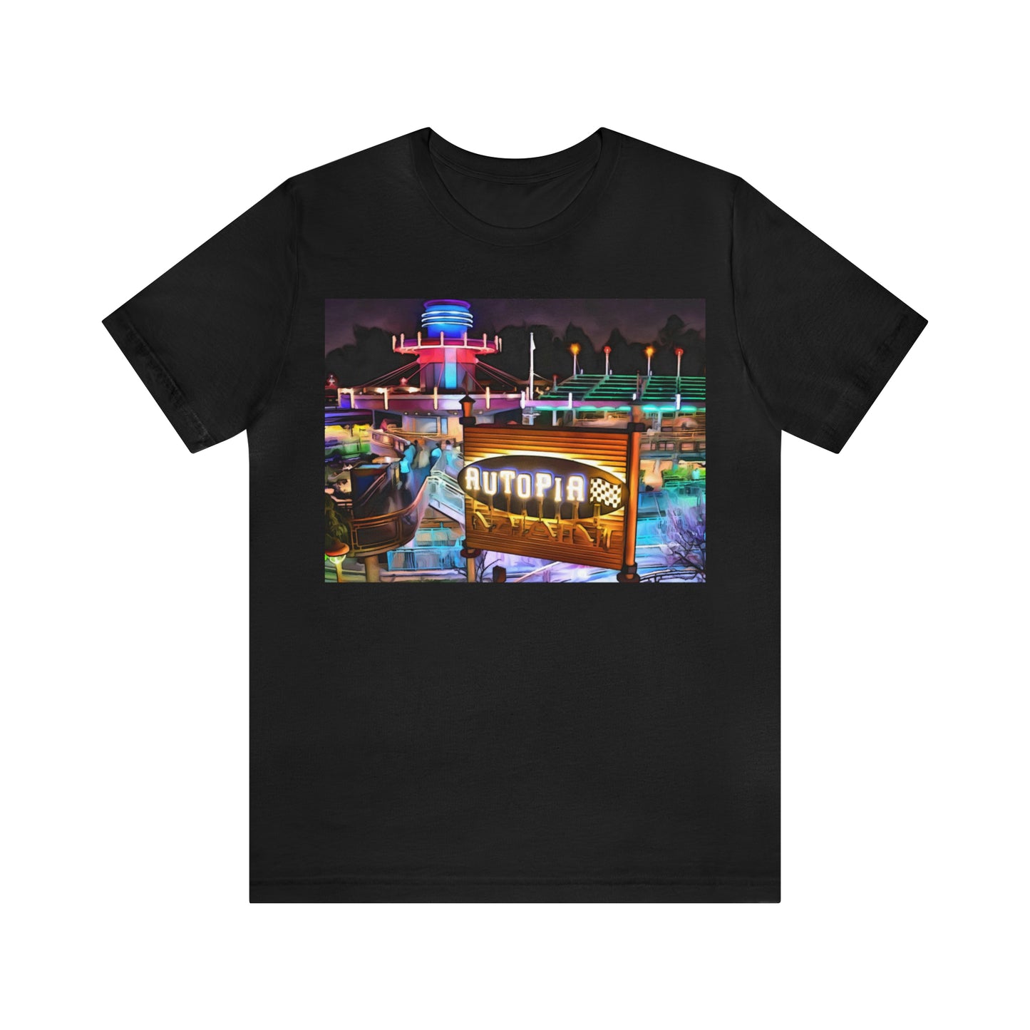 Unisex Jersey Short Sleeve Tee Painting of Disneyland AUTOPIA