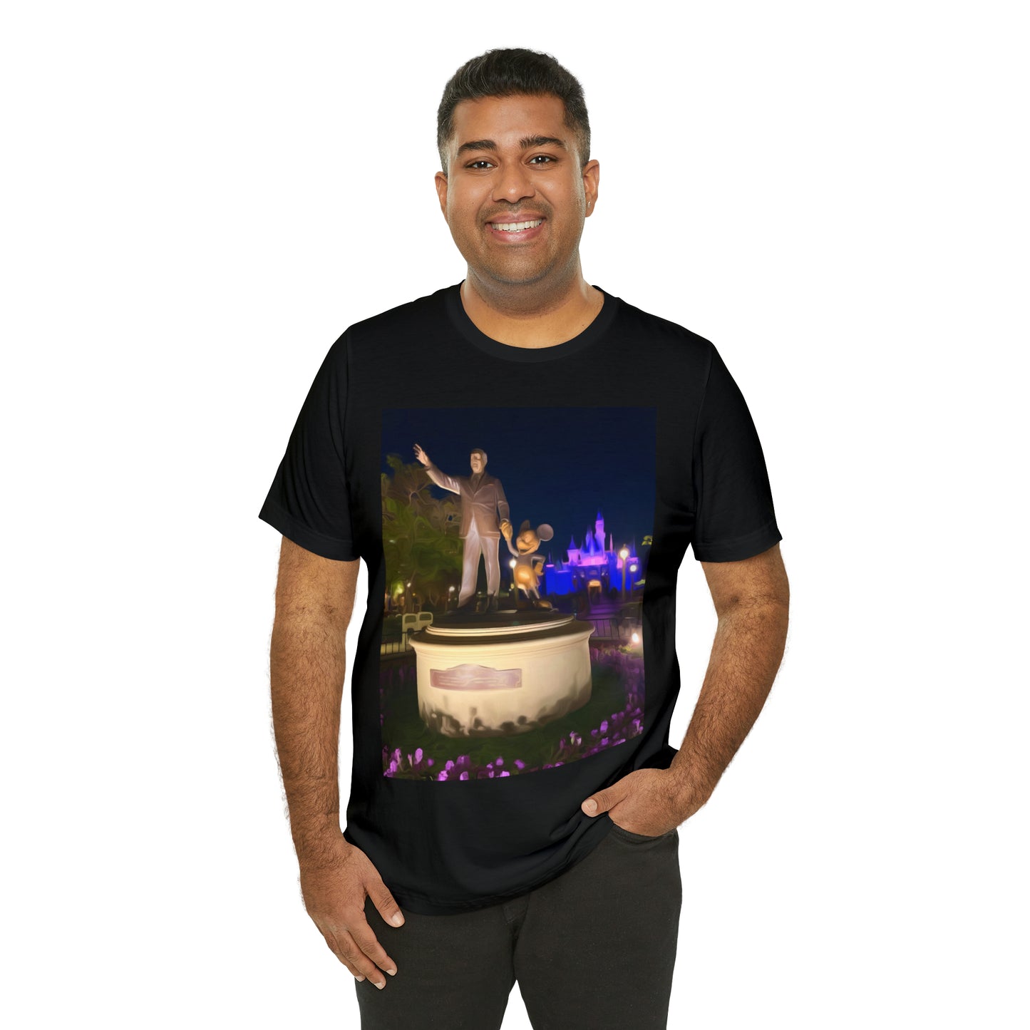 Unisex Jersey Short Sleeve Tee Painting of It's A Disney Thing! WALT & STATUE