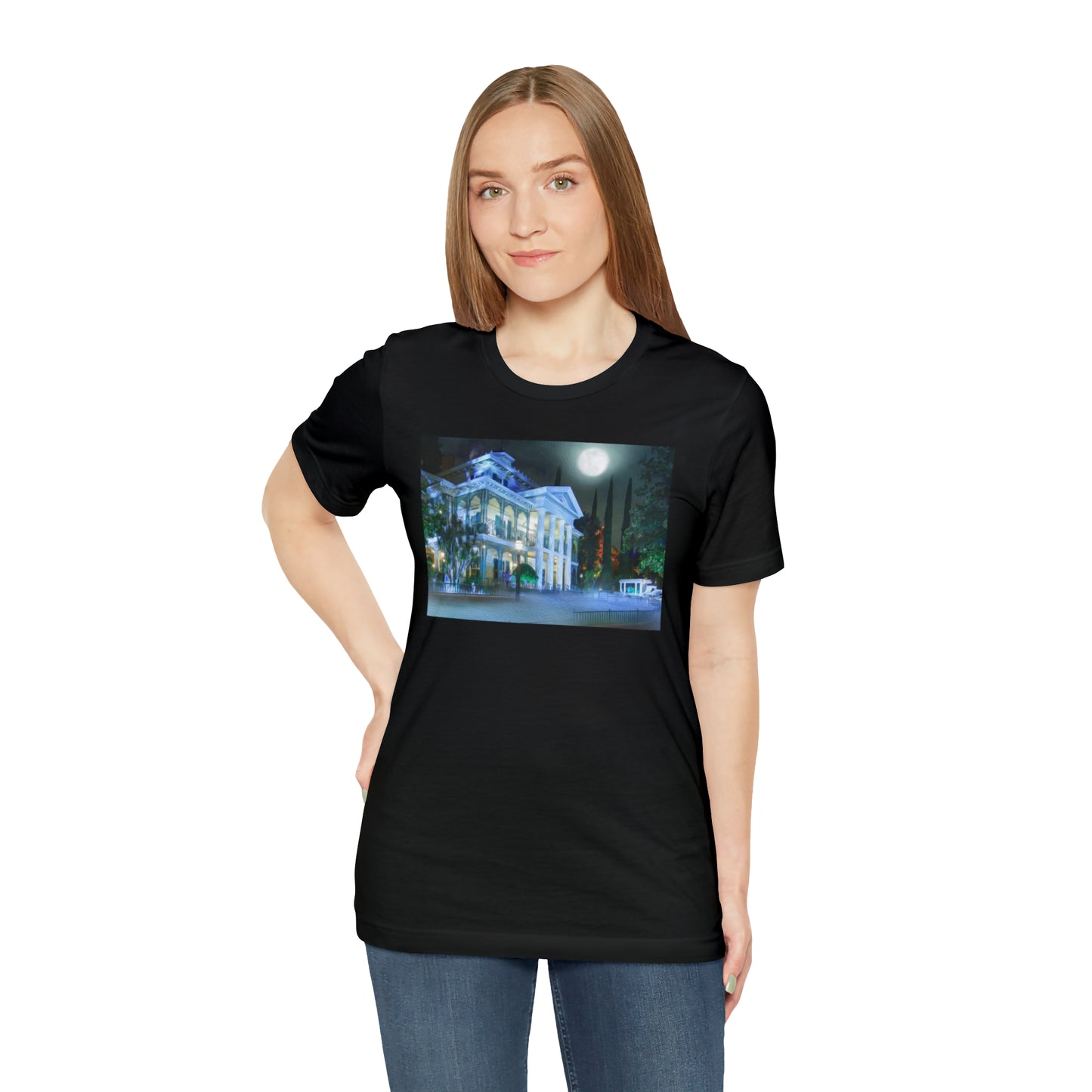 Unisex Jersey Short Sleeve Tee Painting of Disneyland the HAUNTED MANSION