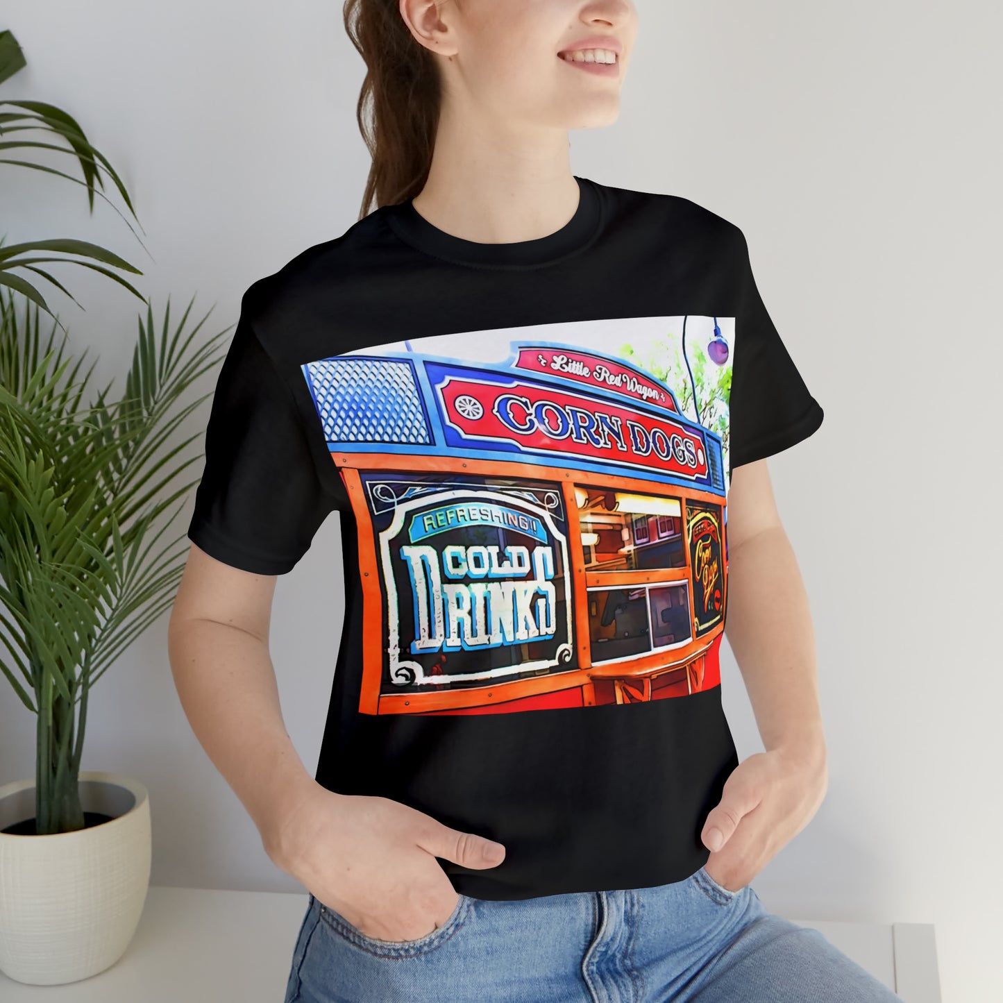 Unisex Jersey Short Sleeve Tee Painting of Disneyland CORN DOGS