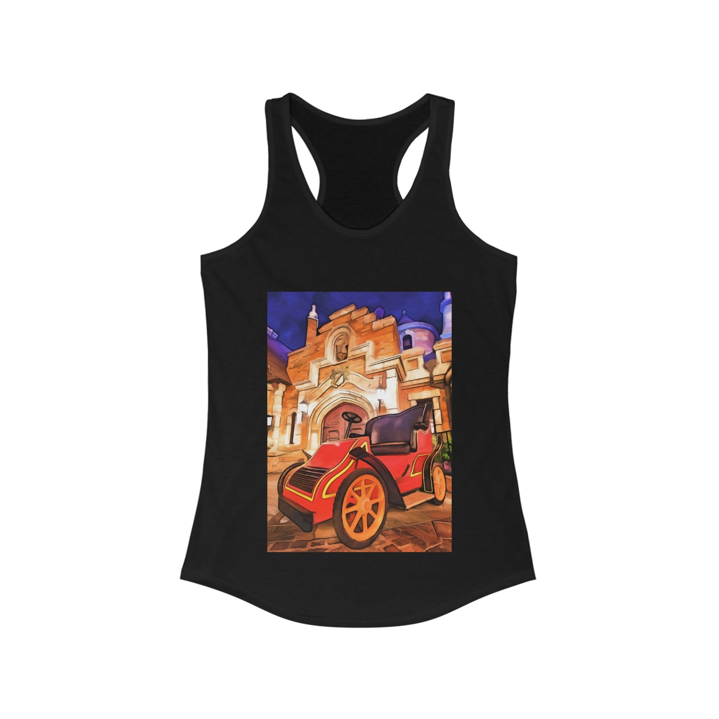 Women's Ideal Racerback Tank Painting of Disneyland Mr. Toad's Wild ride